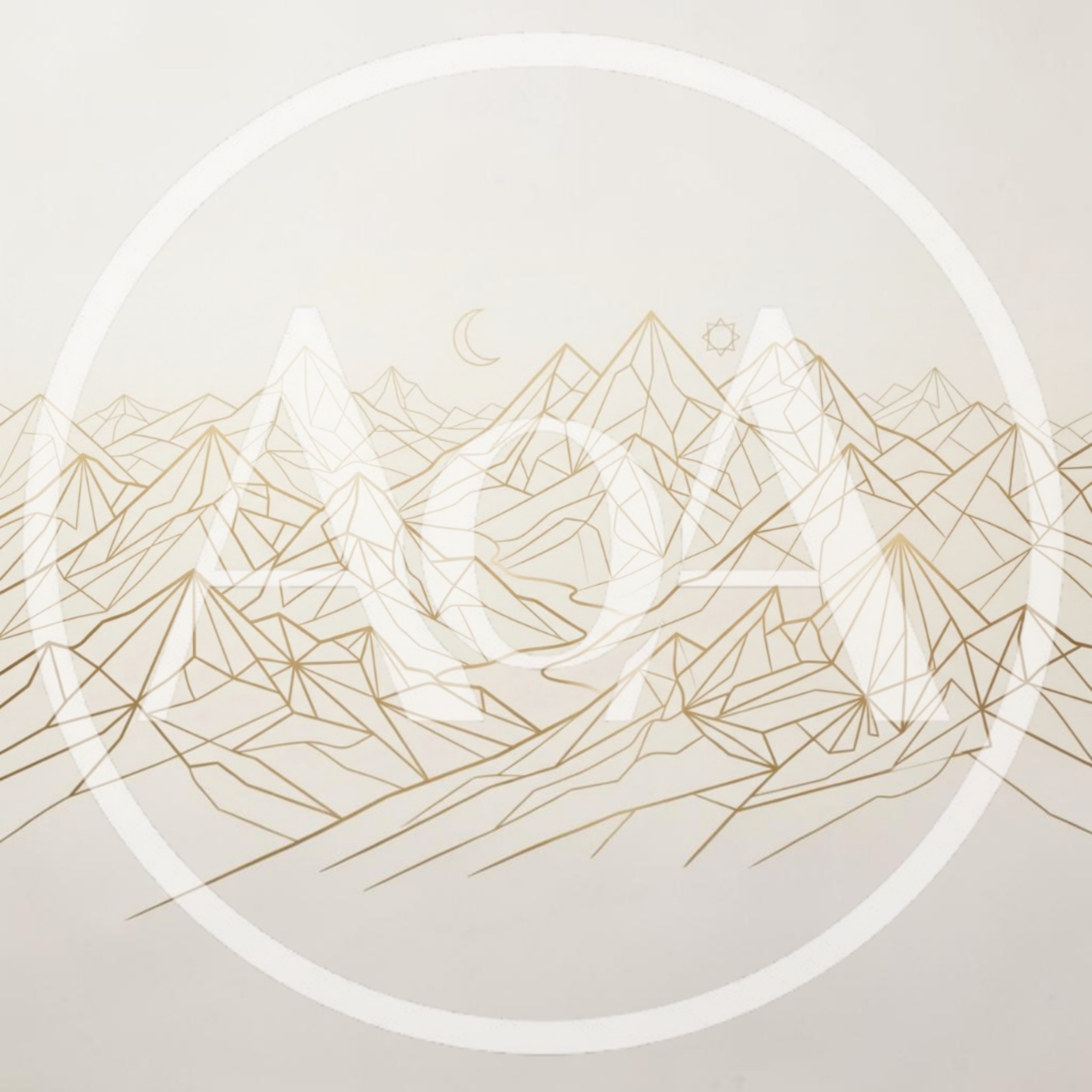 Minimalist Geometric Mountain Range Line Art Illustration
