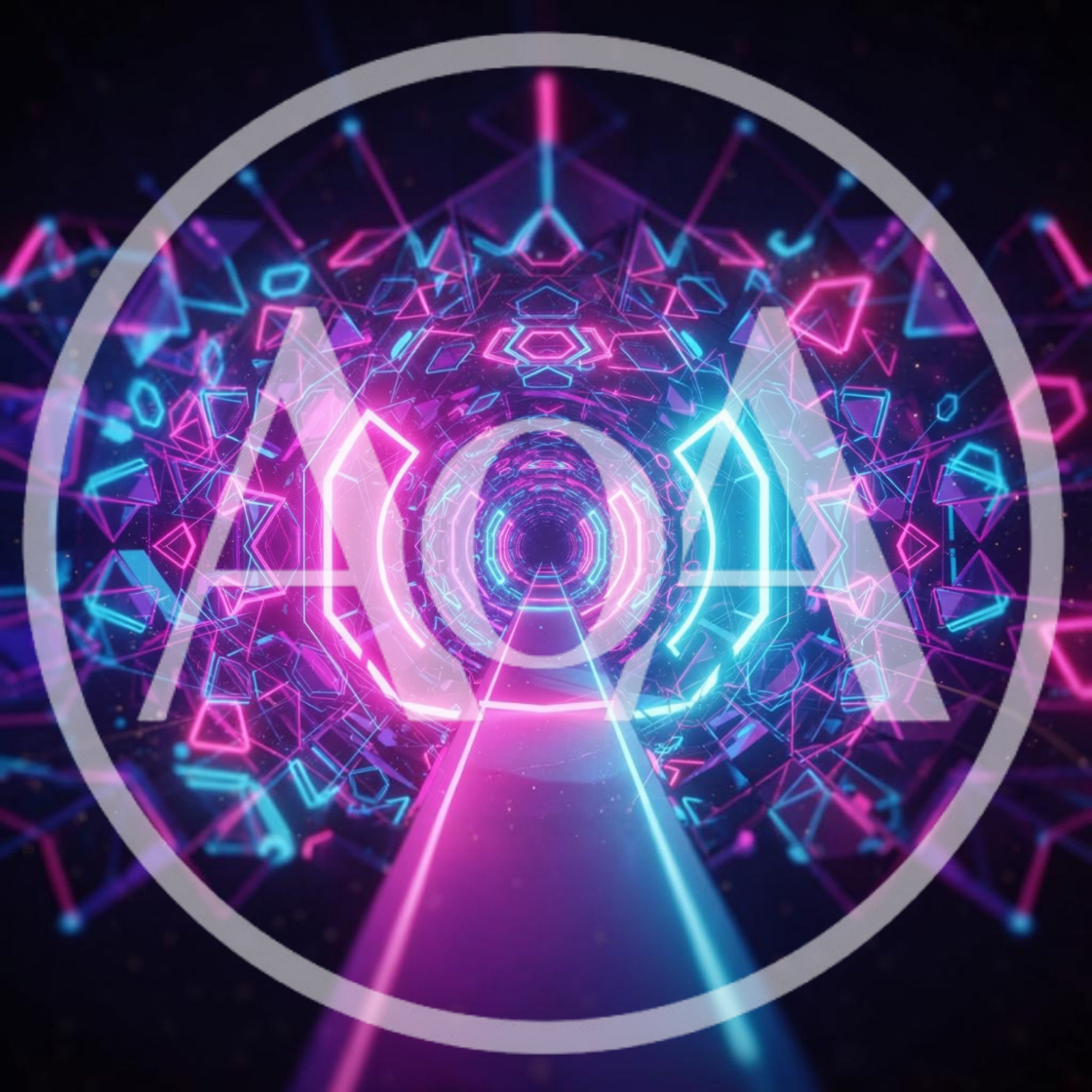Futuristic Neon Tunnel With Geometric Light Patterns