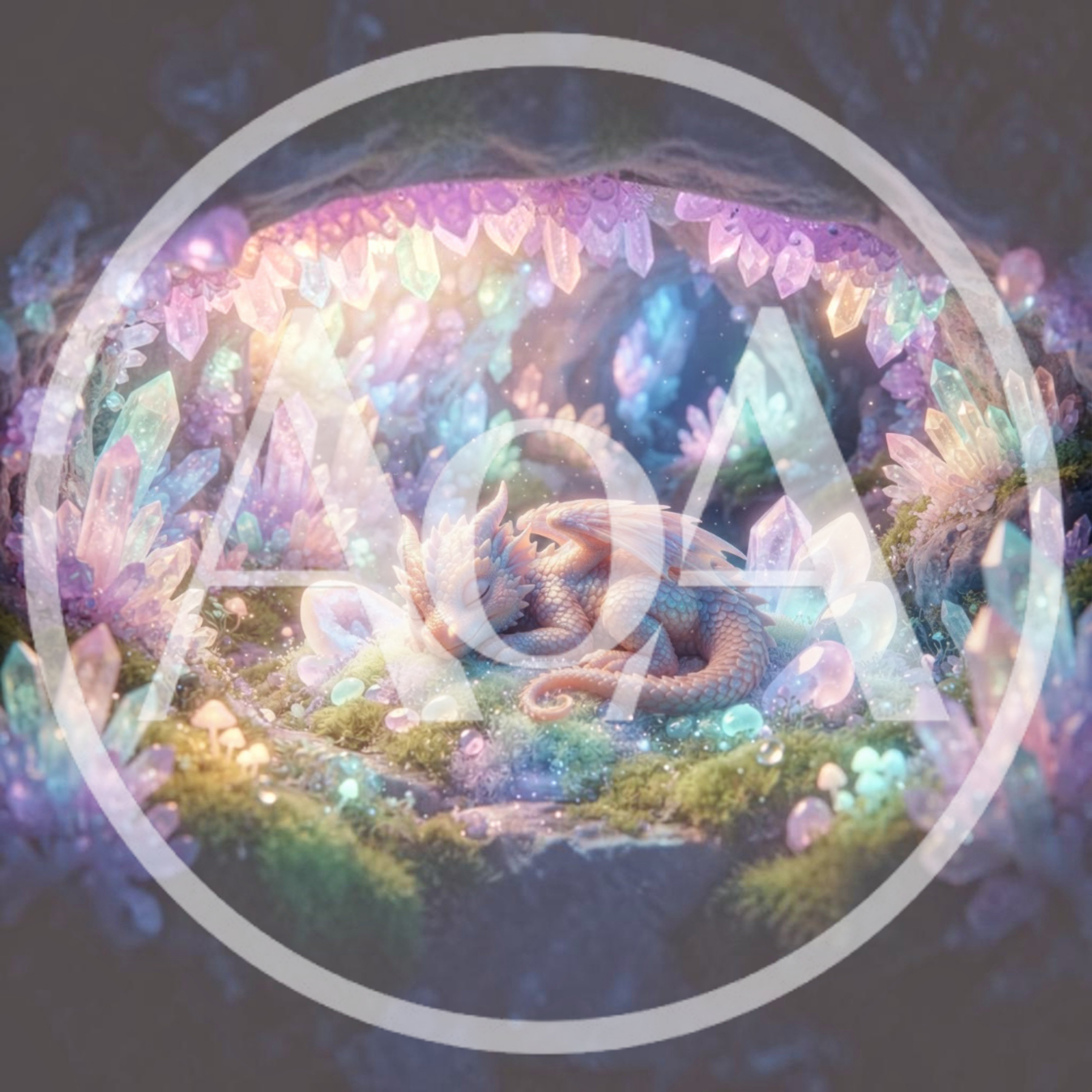 Sleeping Baby Dragon In A Magical Crystal Cave