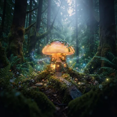 Enchanted Mushroom Fairy House in Magical Forest