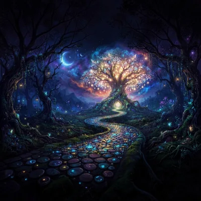 Enchanted Glowing Tree In A Magical Forest