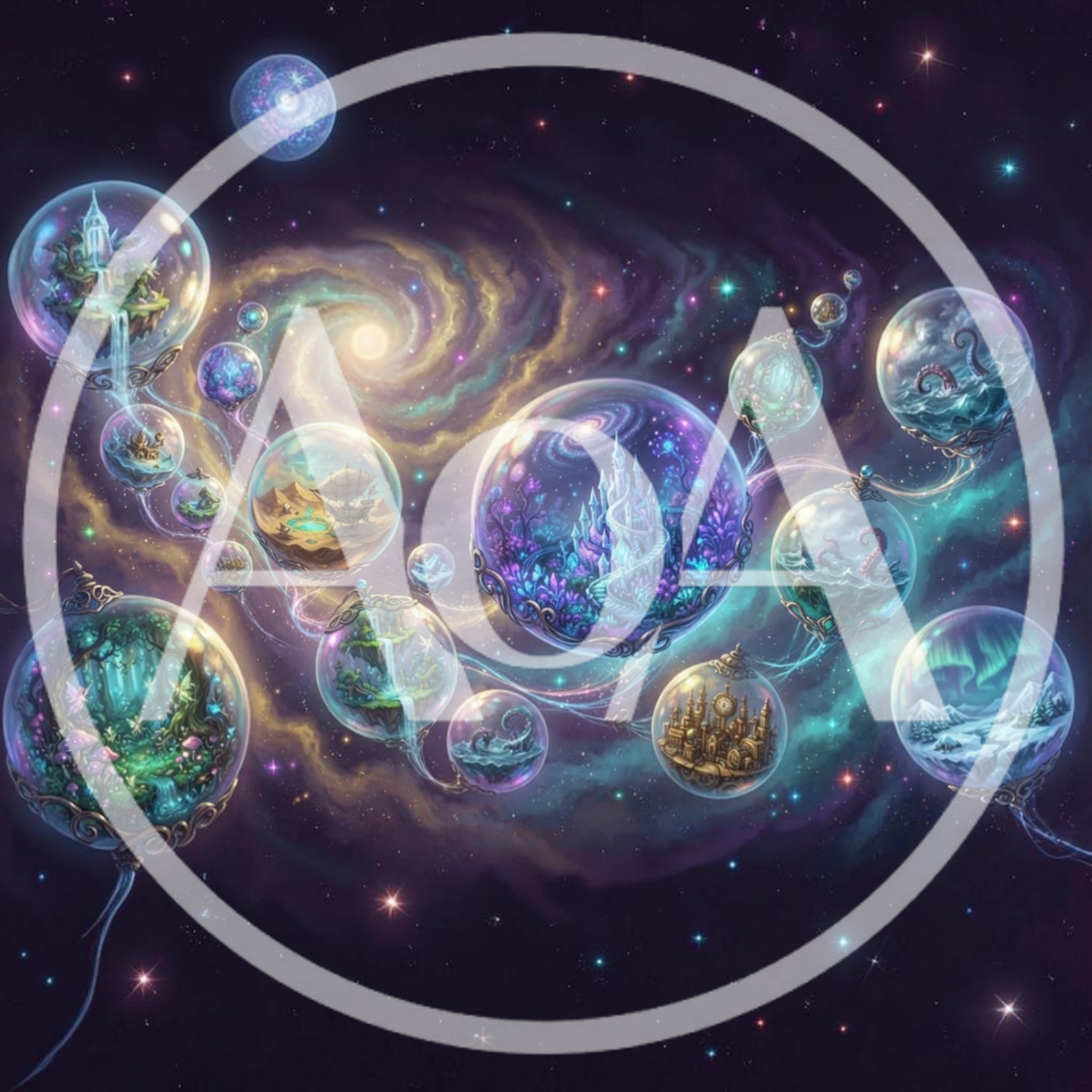 Fantasy Multiverse Bubbles Floating In Deep Space