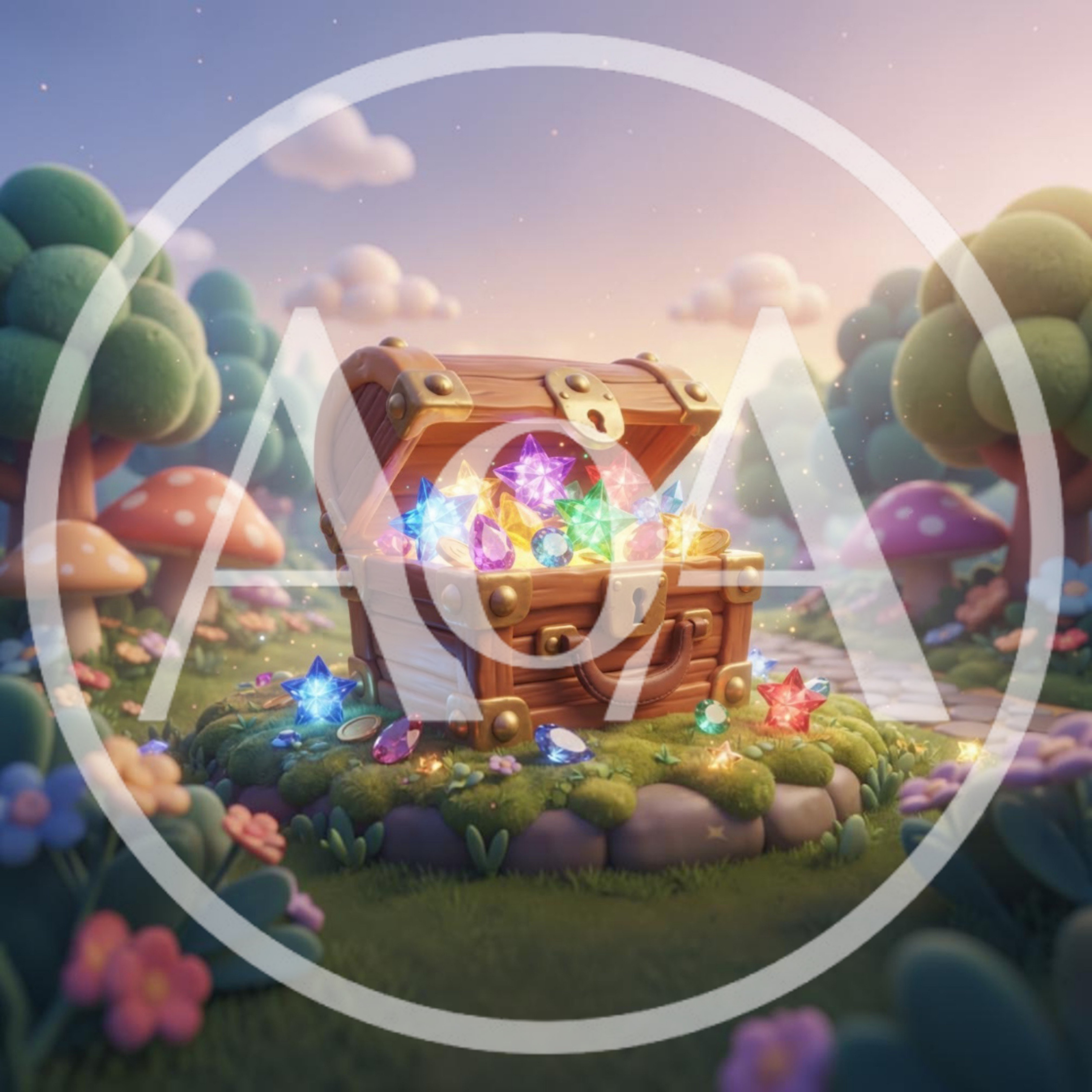 Treasure Chest Filled With Glowing Gems In Fantasy Forest