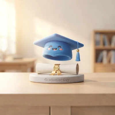 Cute Graduation Cap And Diploma On A Desk