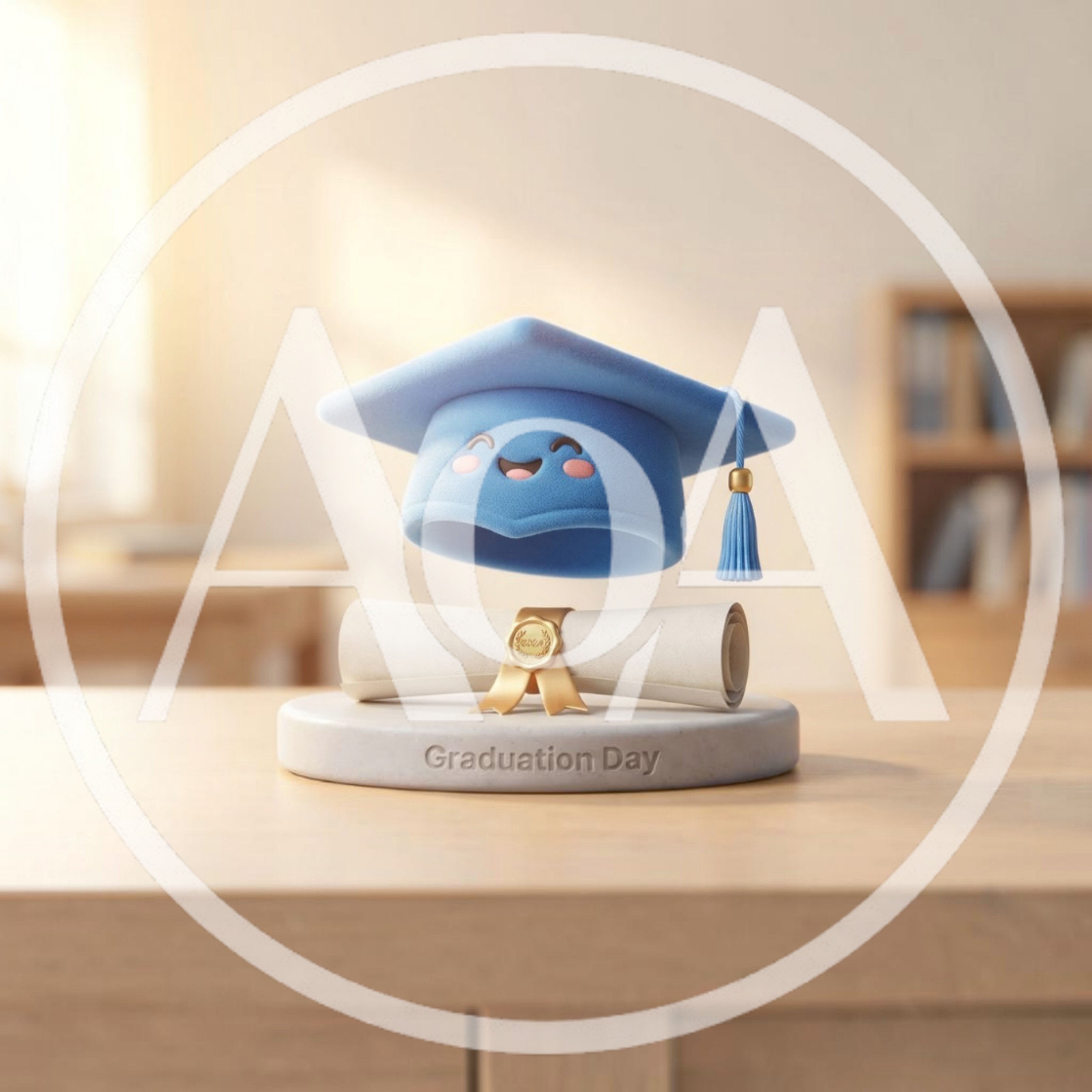 Cute Graduation Cap And Diploma On A Desk