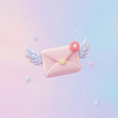 3D Rendered Pink Envelope With Wings And Heart