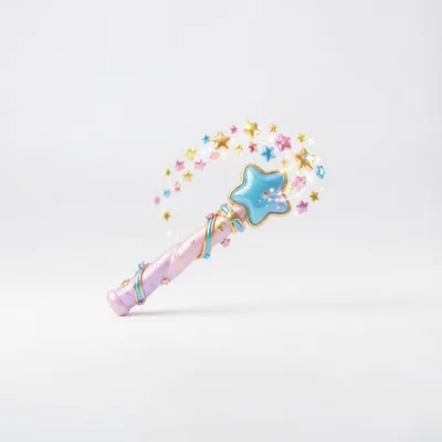Magical Pink Wand With Floating Sparkly Stars