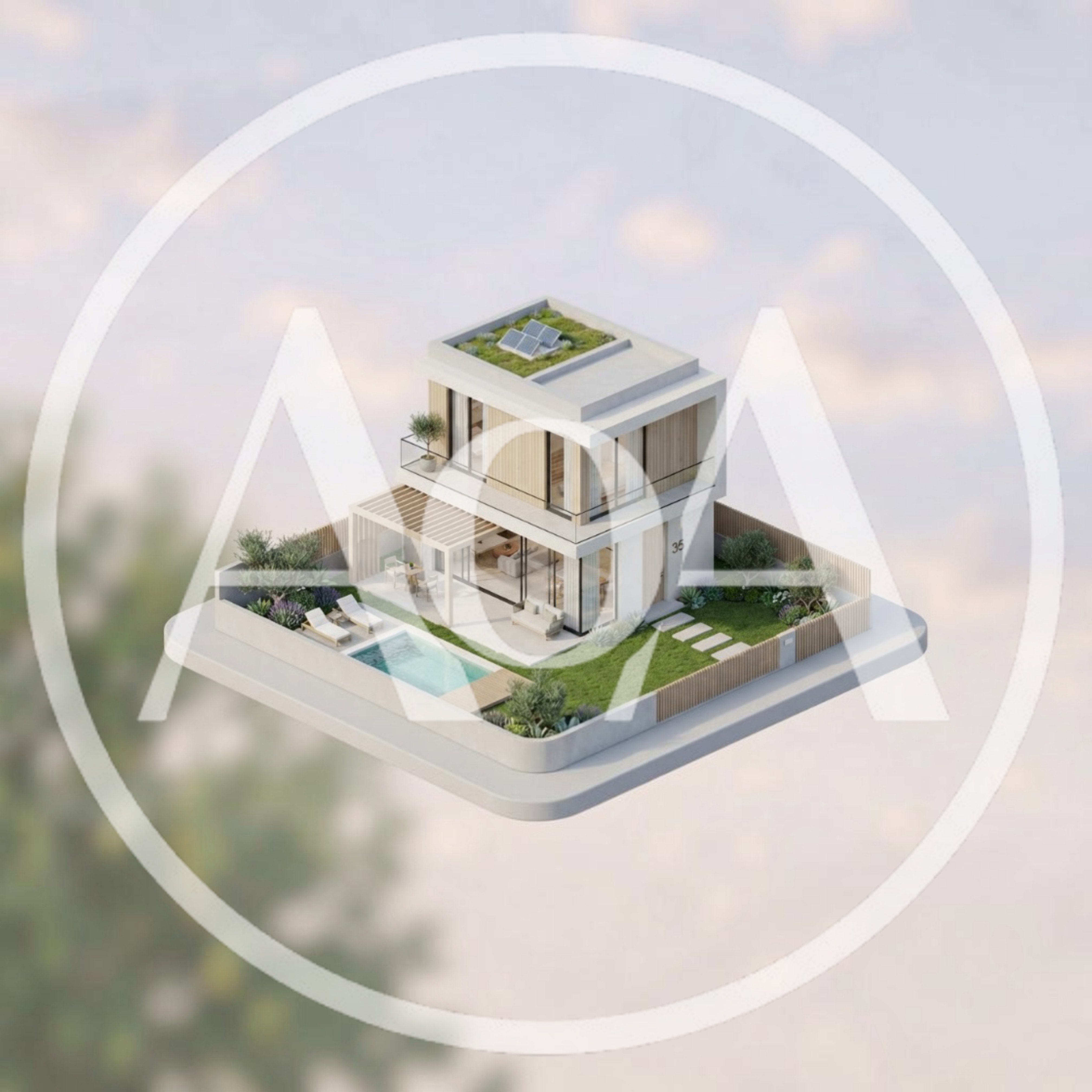 Isometric 3D Render Of A Modern Luxury Villa