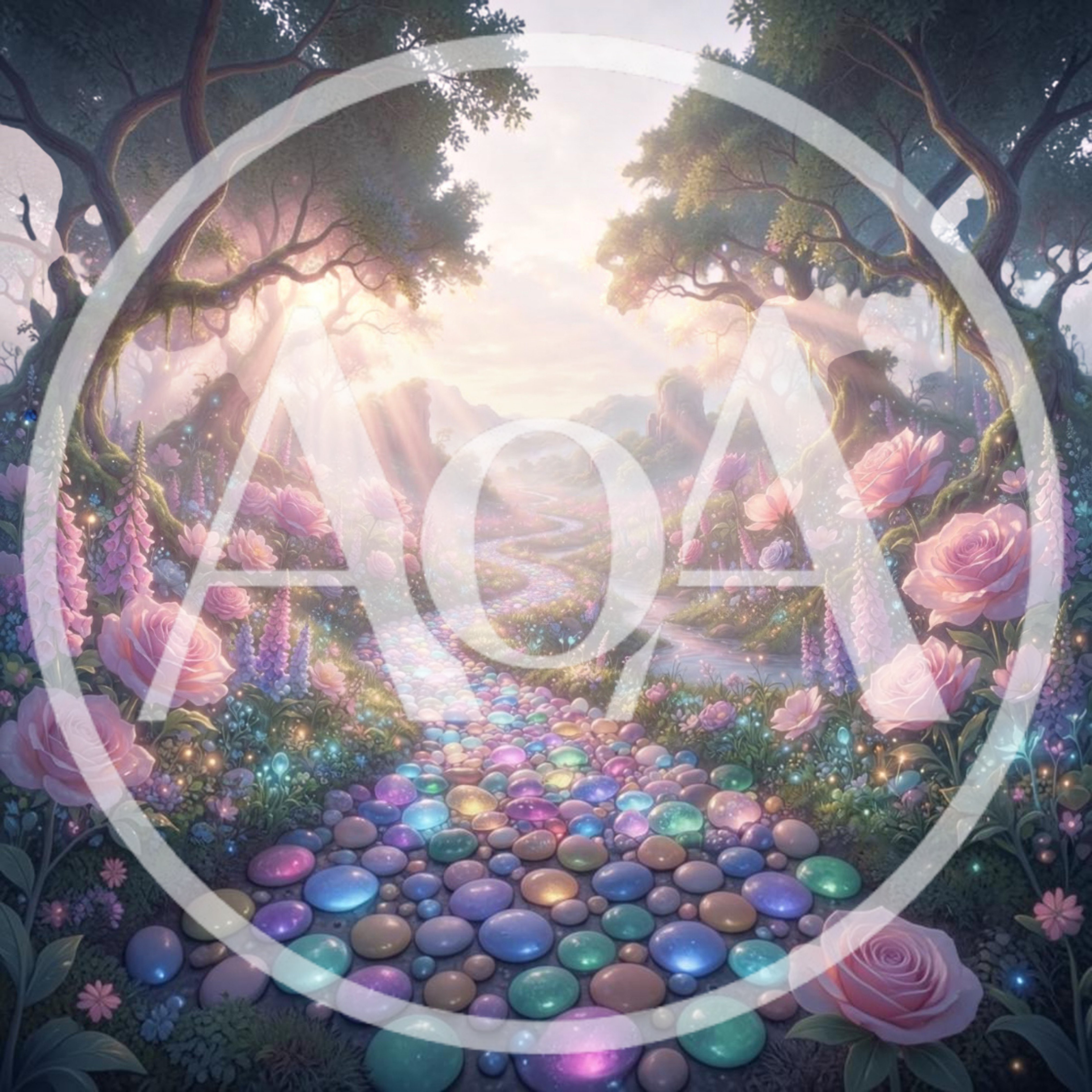Enchanted Garden Path With Glowing Gemstone Stones