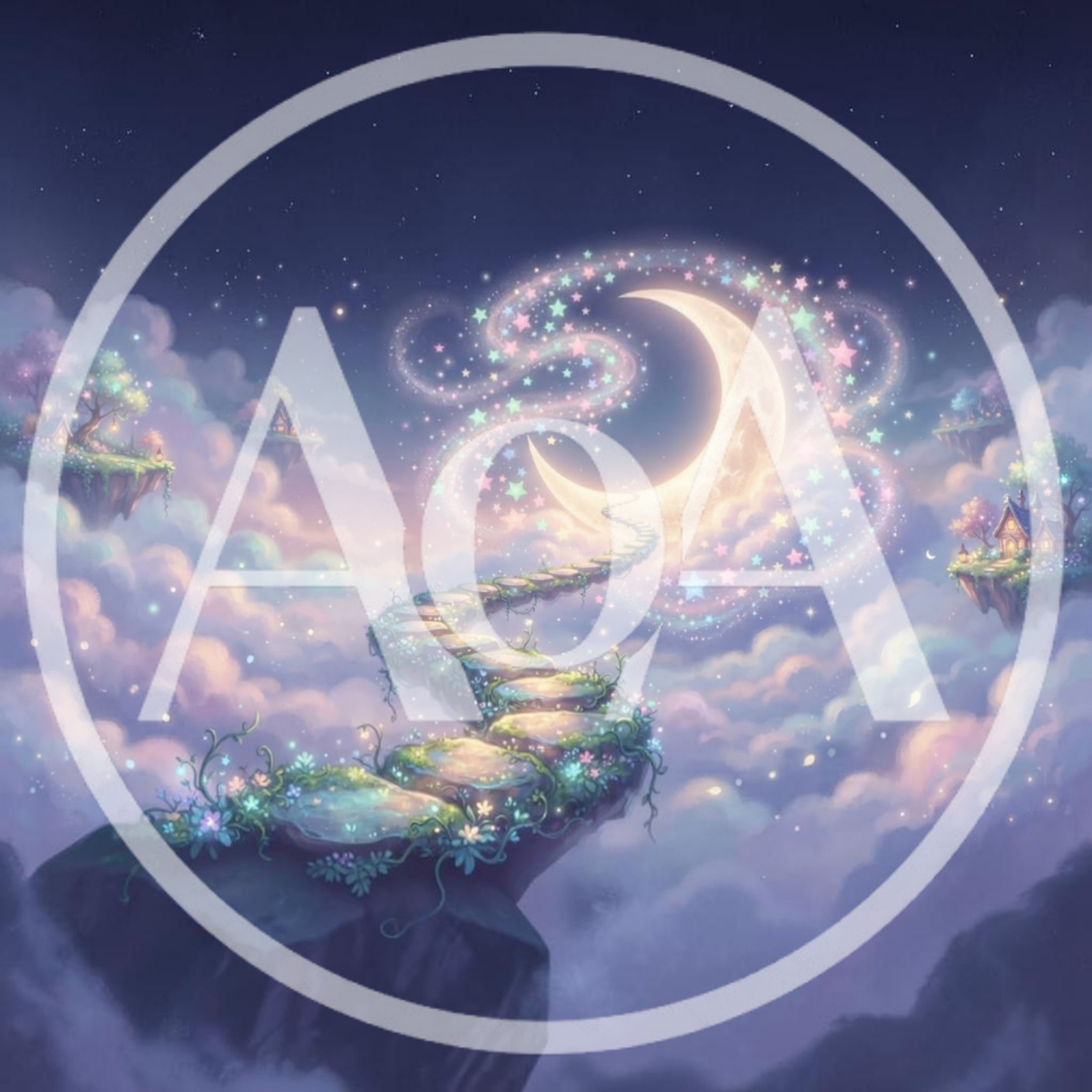 Fantasy Stairway Leading To A Glowing Crescent Moon