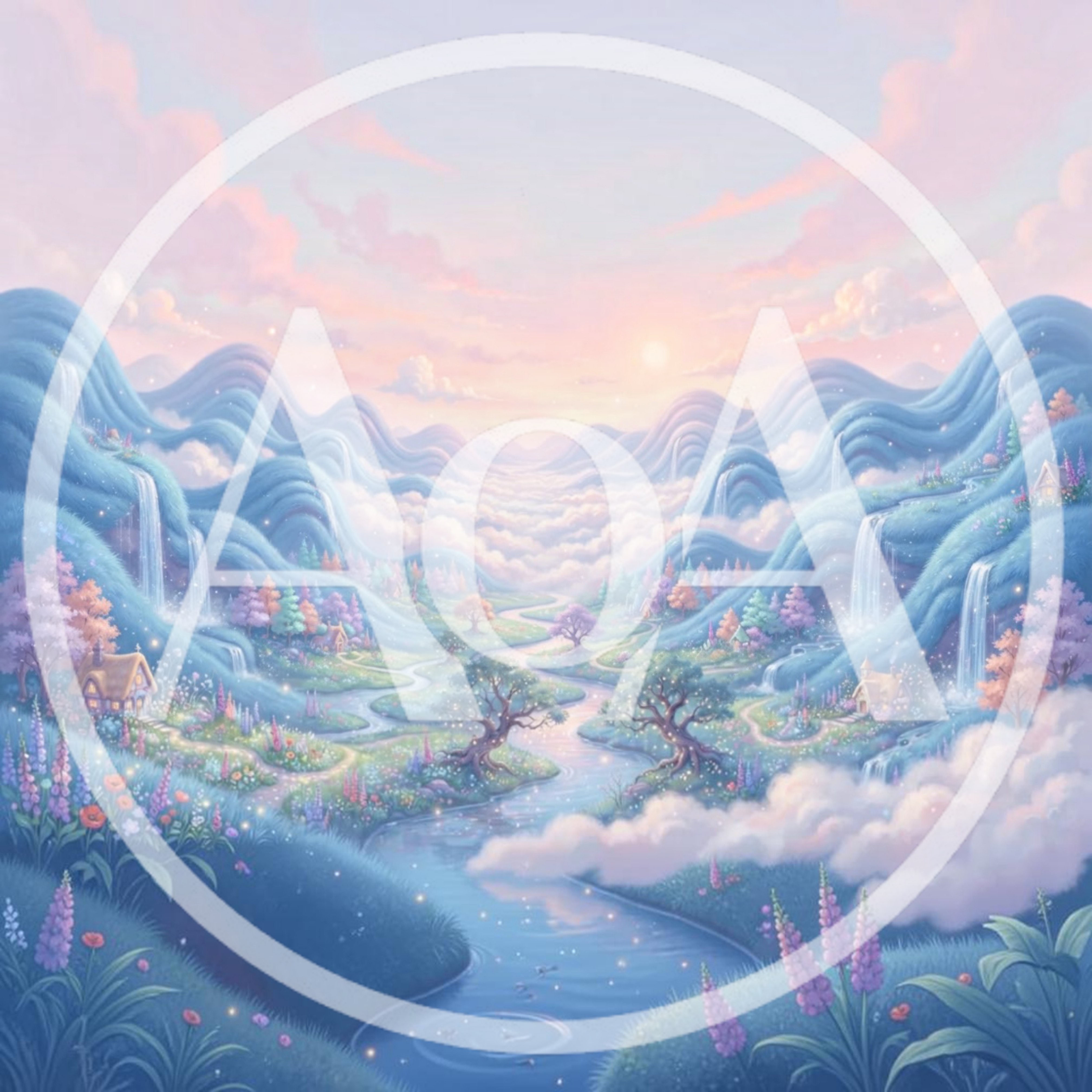 Whimsical Fantasy Landscape With Rolling Hills And River