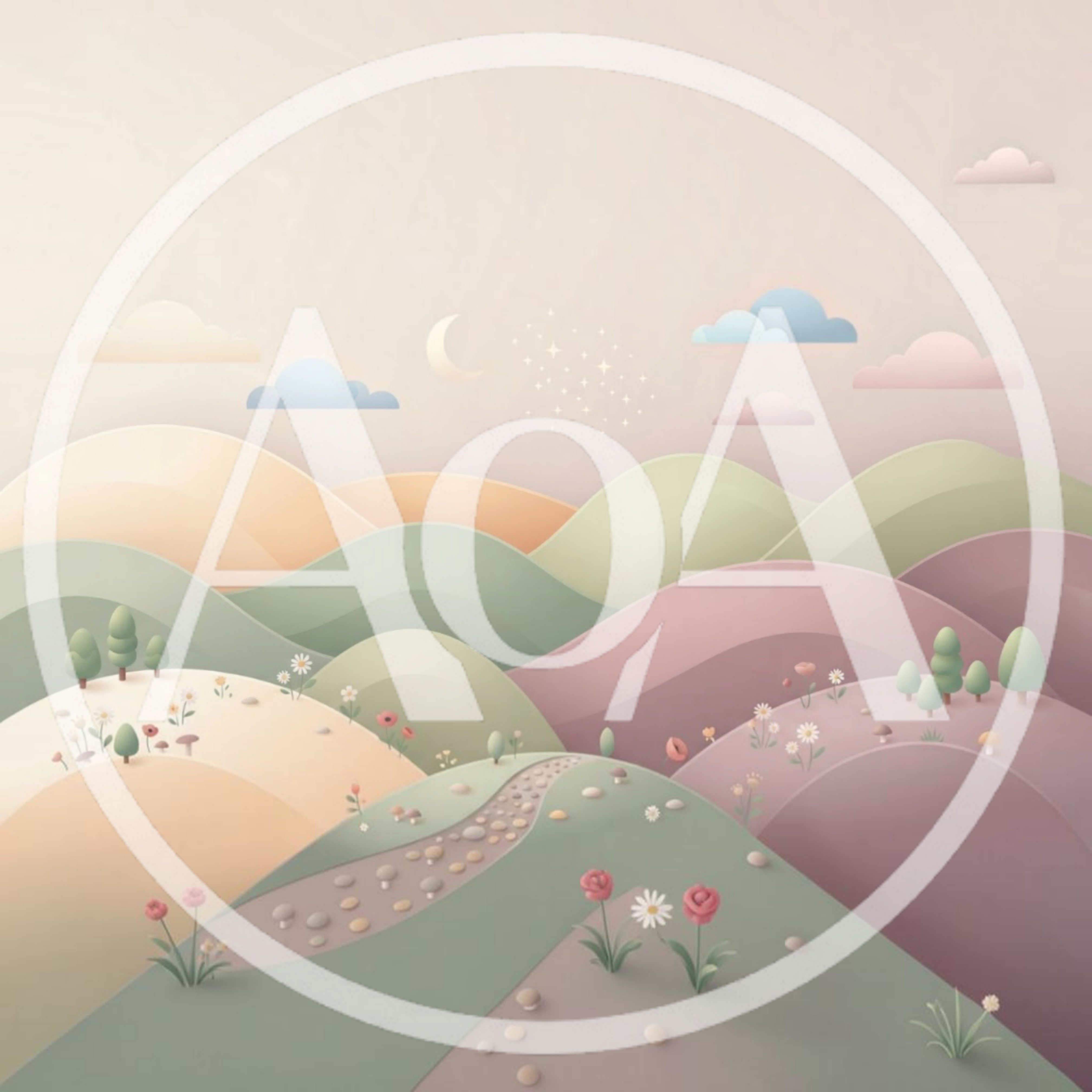 Pastel Paper Cutout Landscape With Rolling Hills