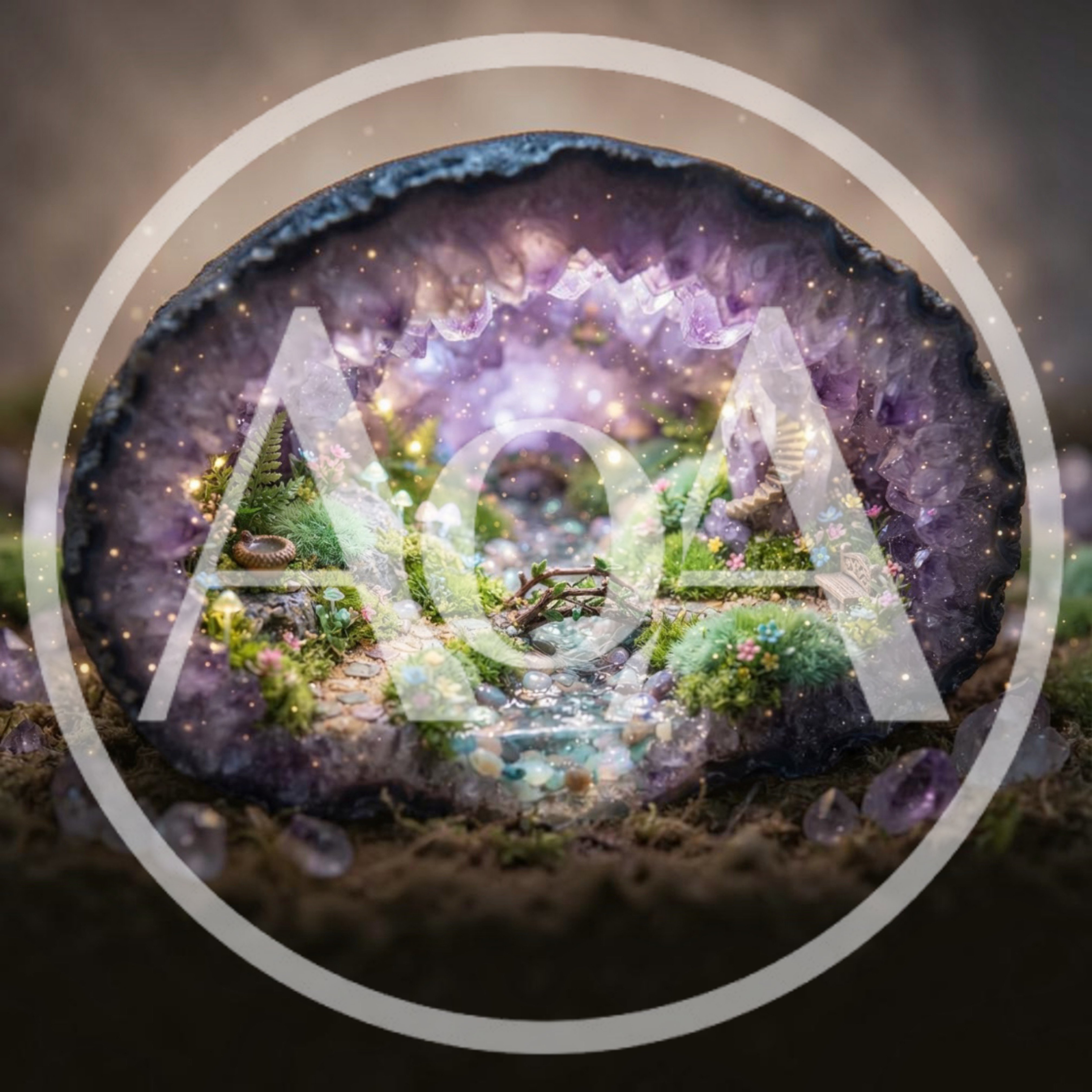 Miniature Fairy Garden Inside A Glowing Amethyst Geode