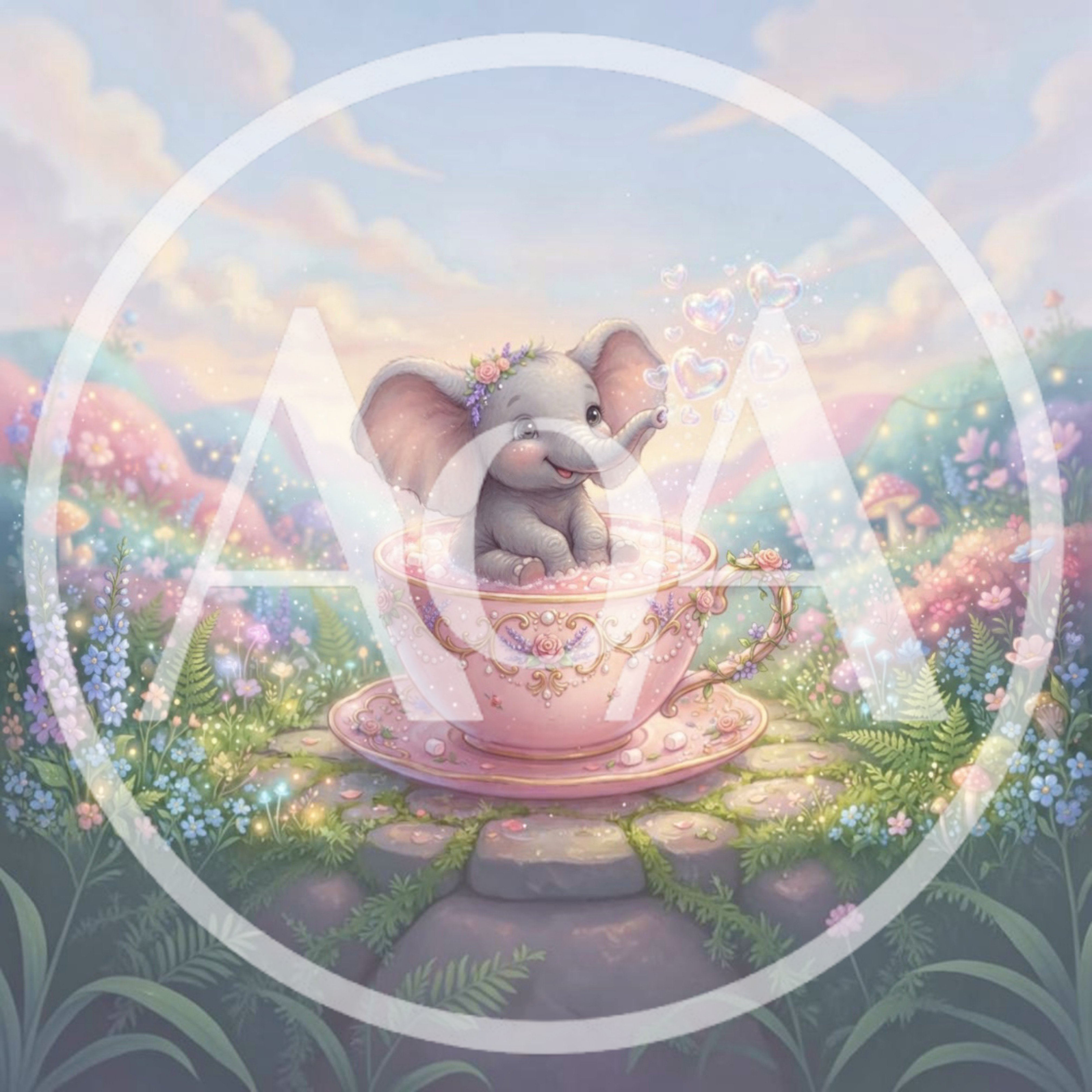 Cute Baby Elephant Sitting In A Pink Teacup