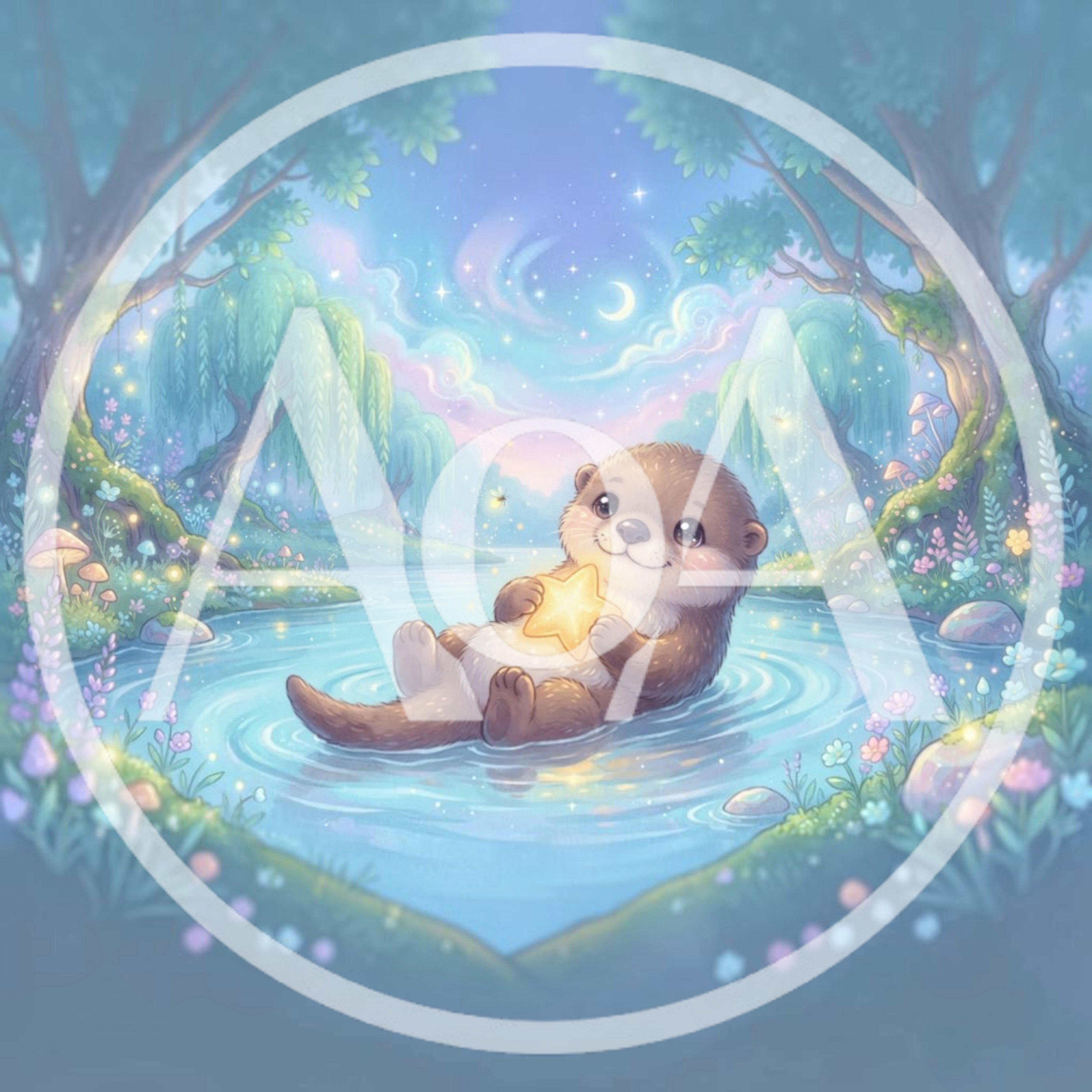 Cute Otter Floating With A Glowing Star