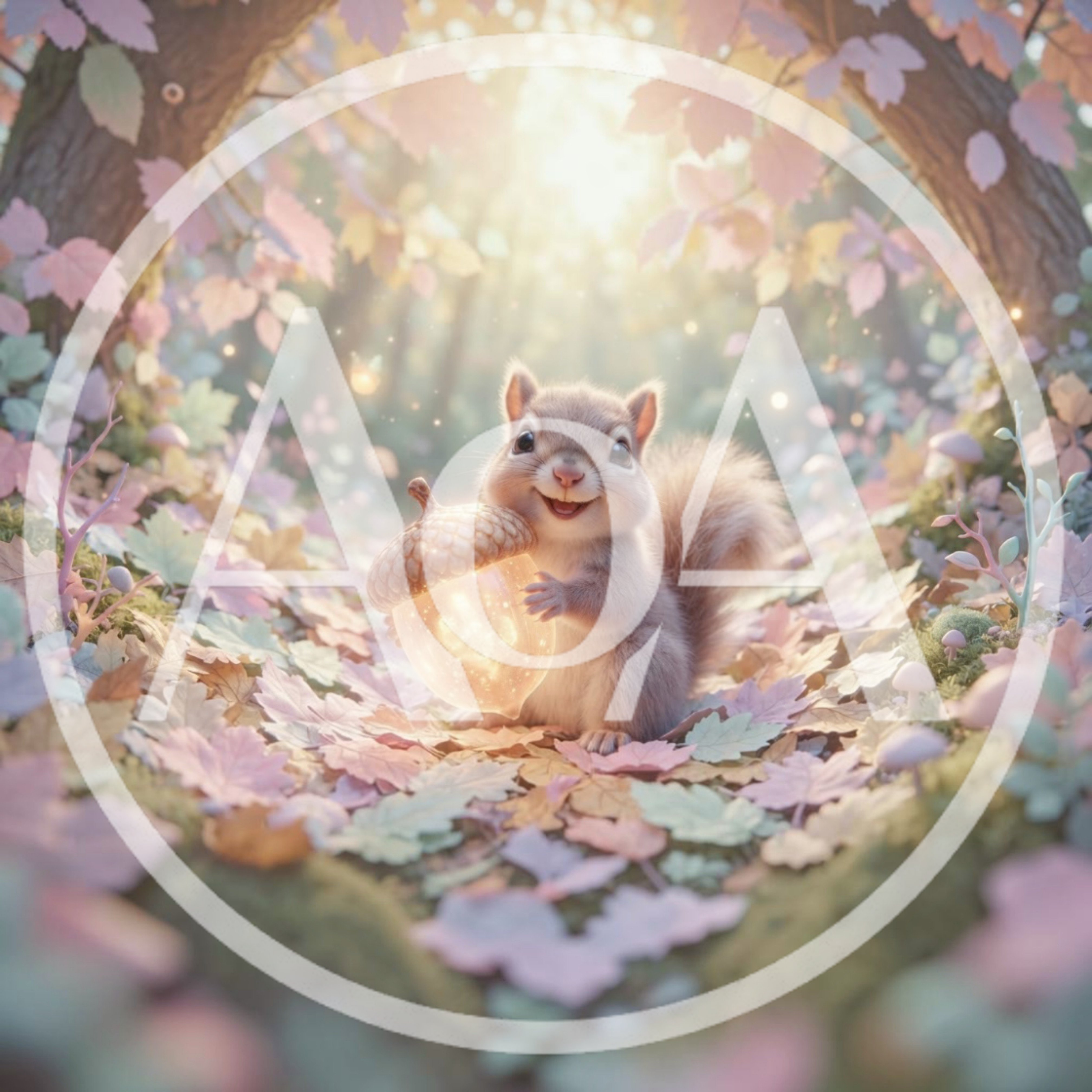 Cute Squirrel Holding A Glowing Magical Acorn