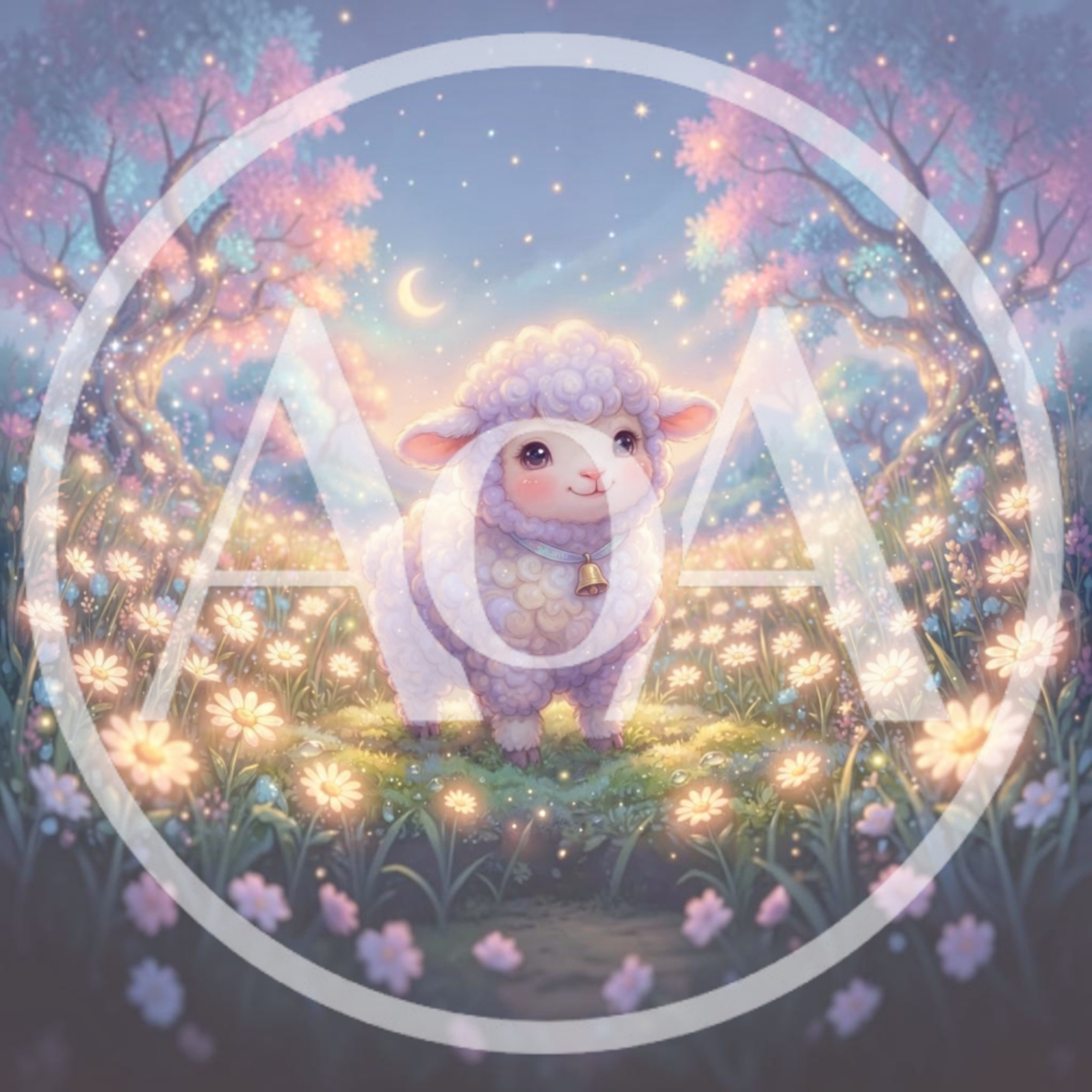 Cute Fluffy Lamb Standing In A Magical Flower Meadow