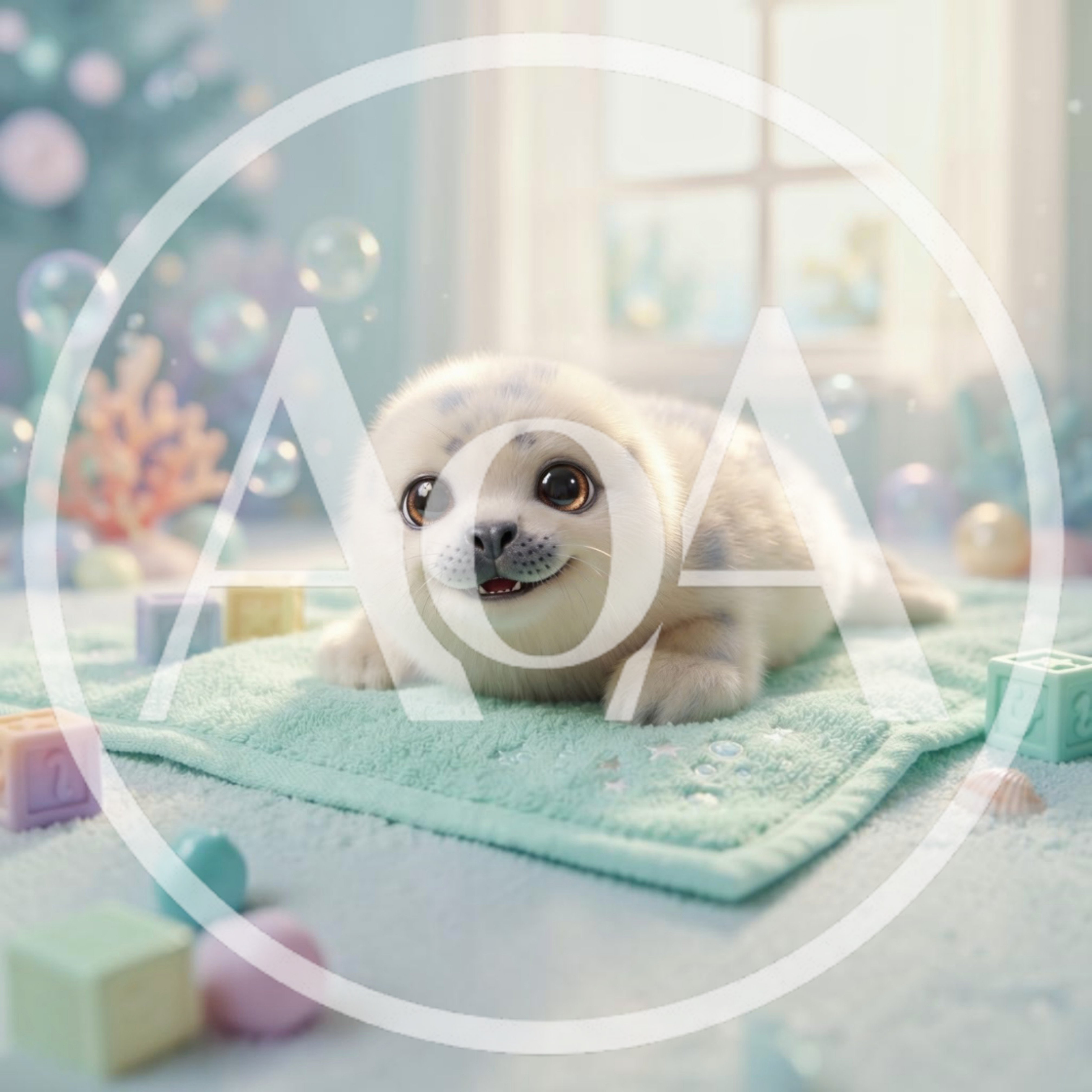 Cute Baby Seal Sitting On A Soft Blanket