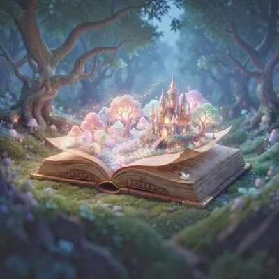 Magical Fairy Tale Castle Emerging From Open Book