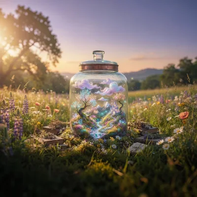Magical Miniature Fantasy World Inside A Glass Jar