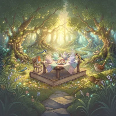 Whimsical Forest Tea Party With Birds