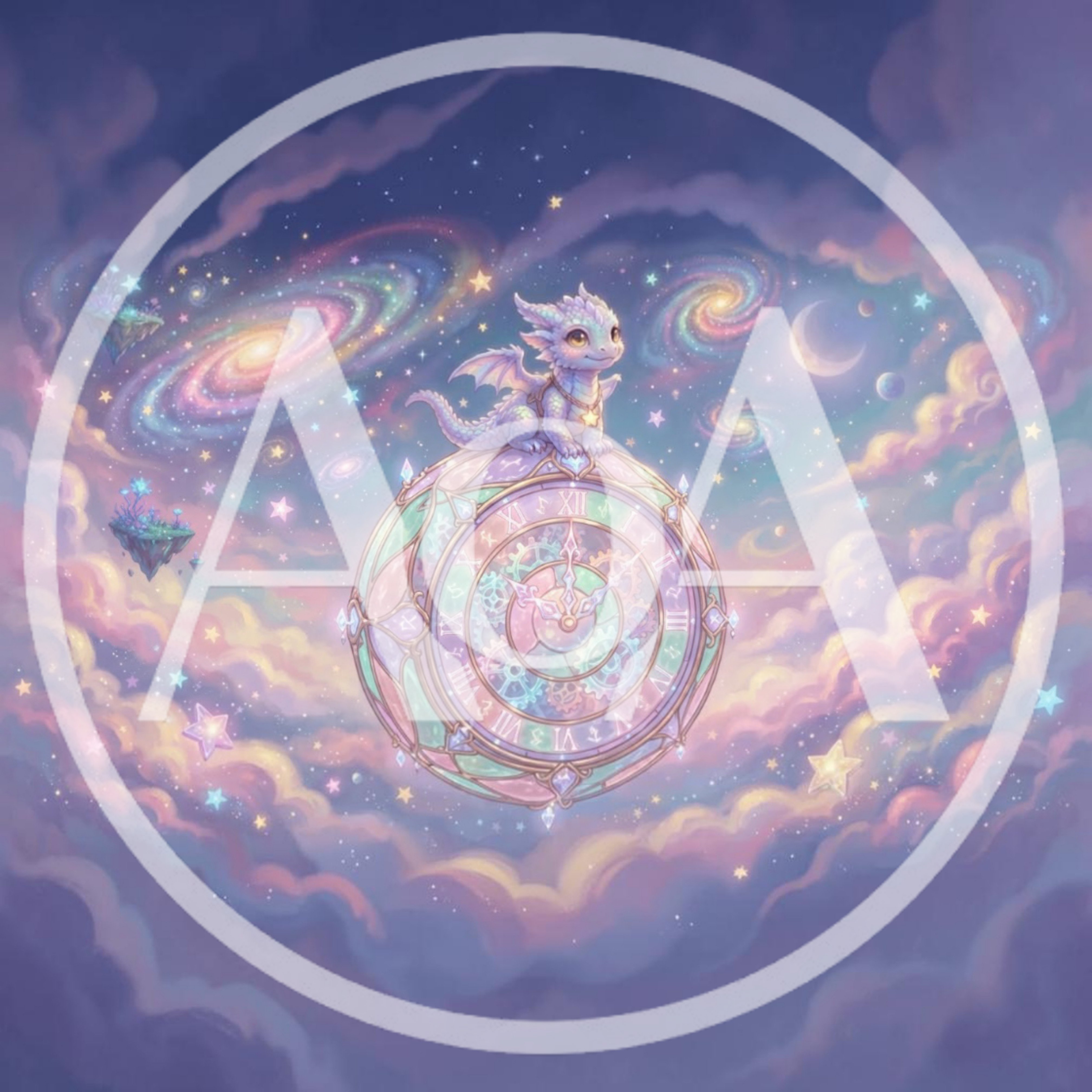 Cute Baby Dragon Sitting On A Magical Clock