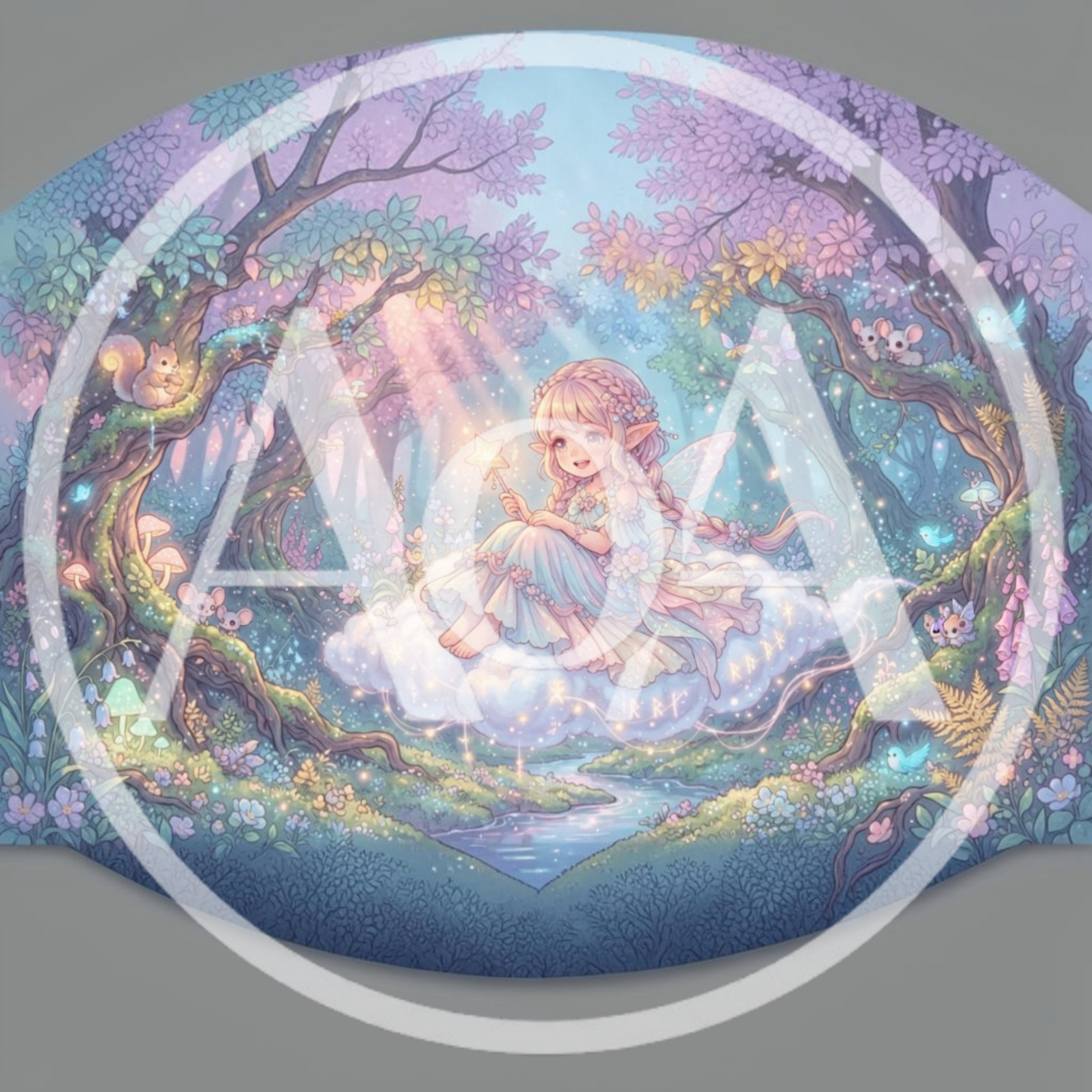 Cute Fairy Sitting On A Cloud In Enchanted Forest
