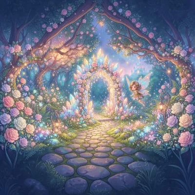 Enchanted Fairy Garden With Crystal Archway And Castle