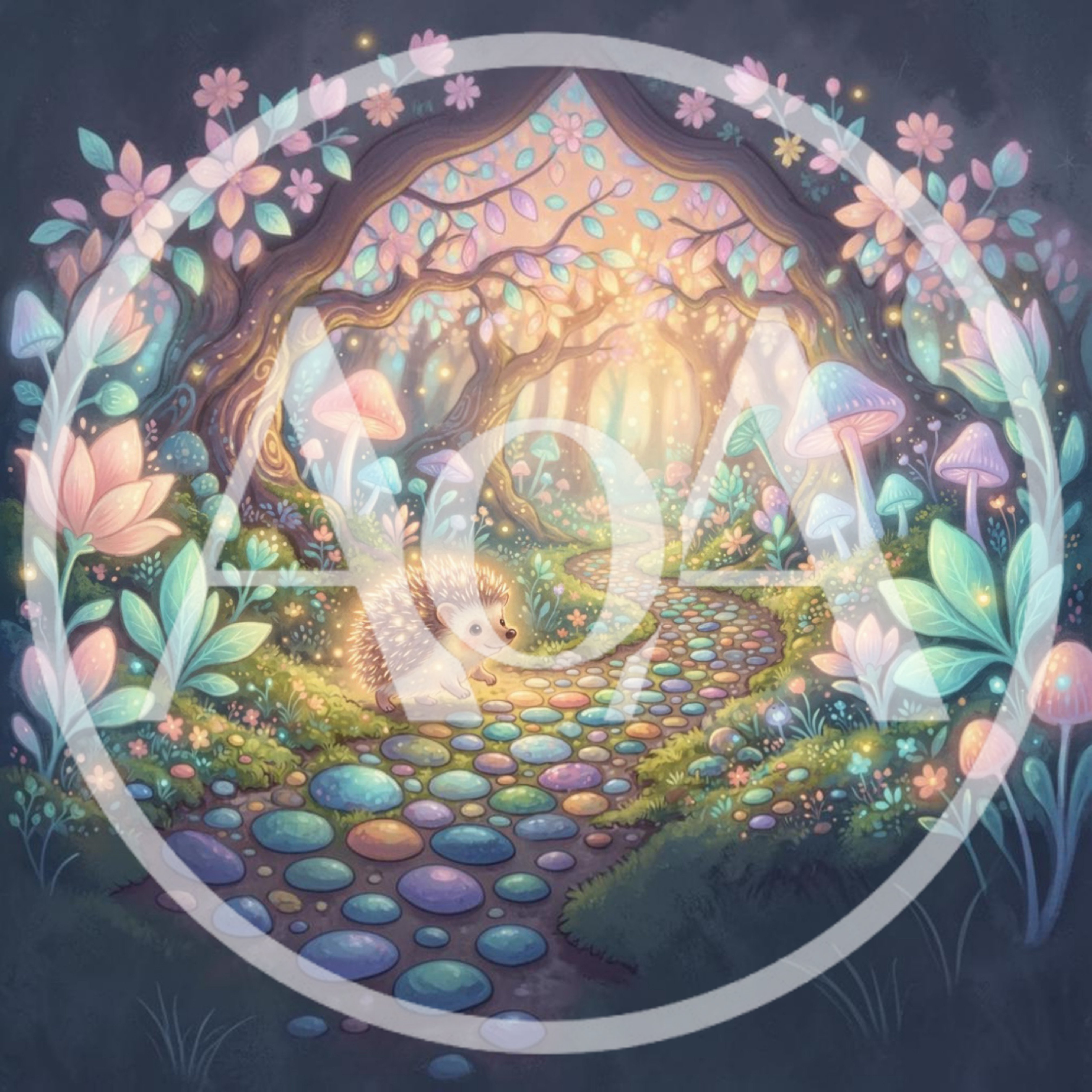 Cute Hedgehog Walking On A Magical Forest Path