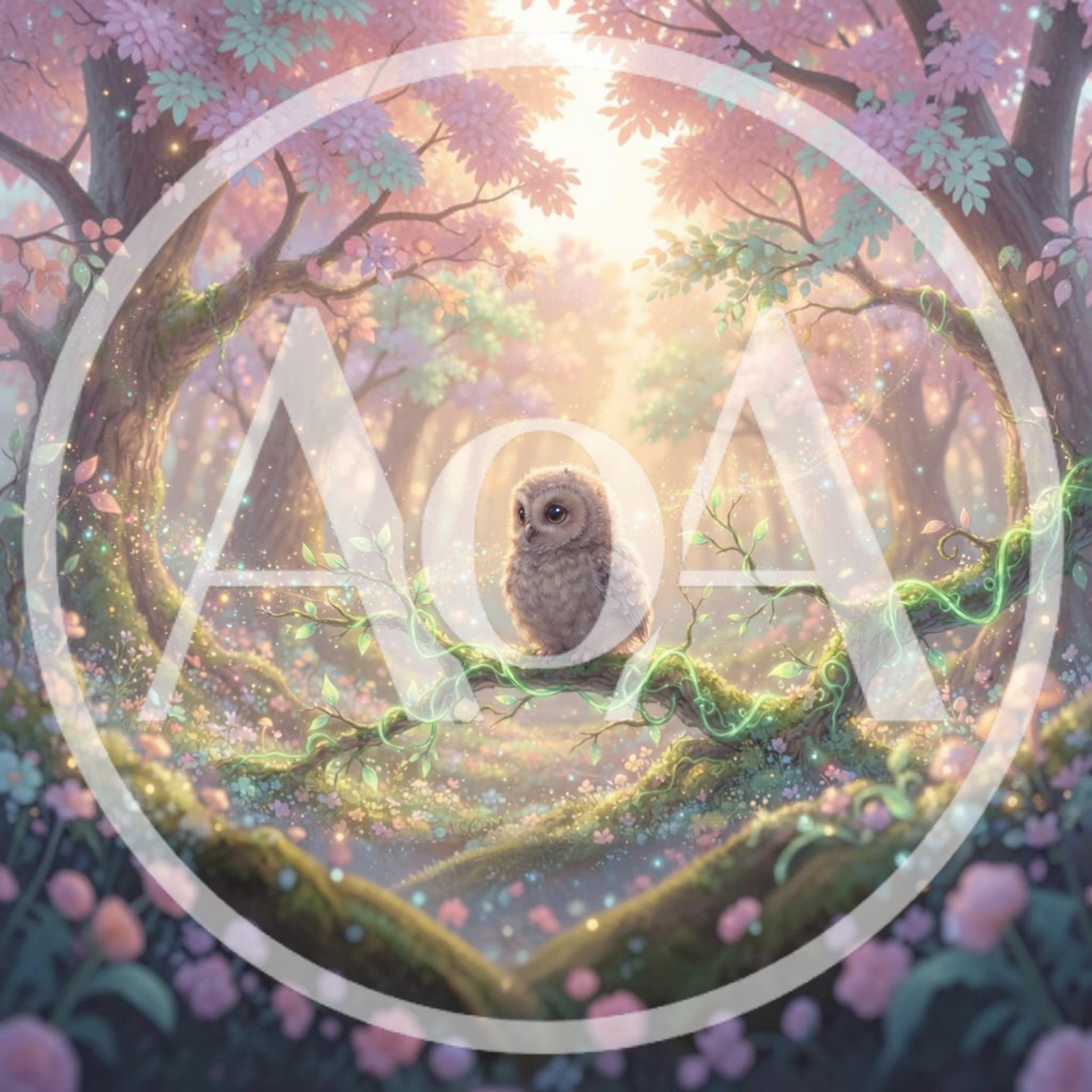 Cute Fluffy Owl Perched In Enchanted Forest
