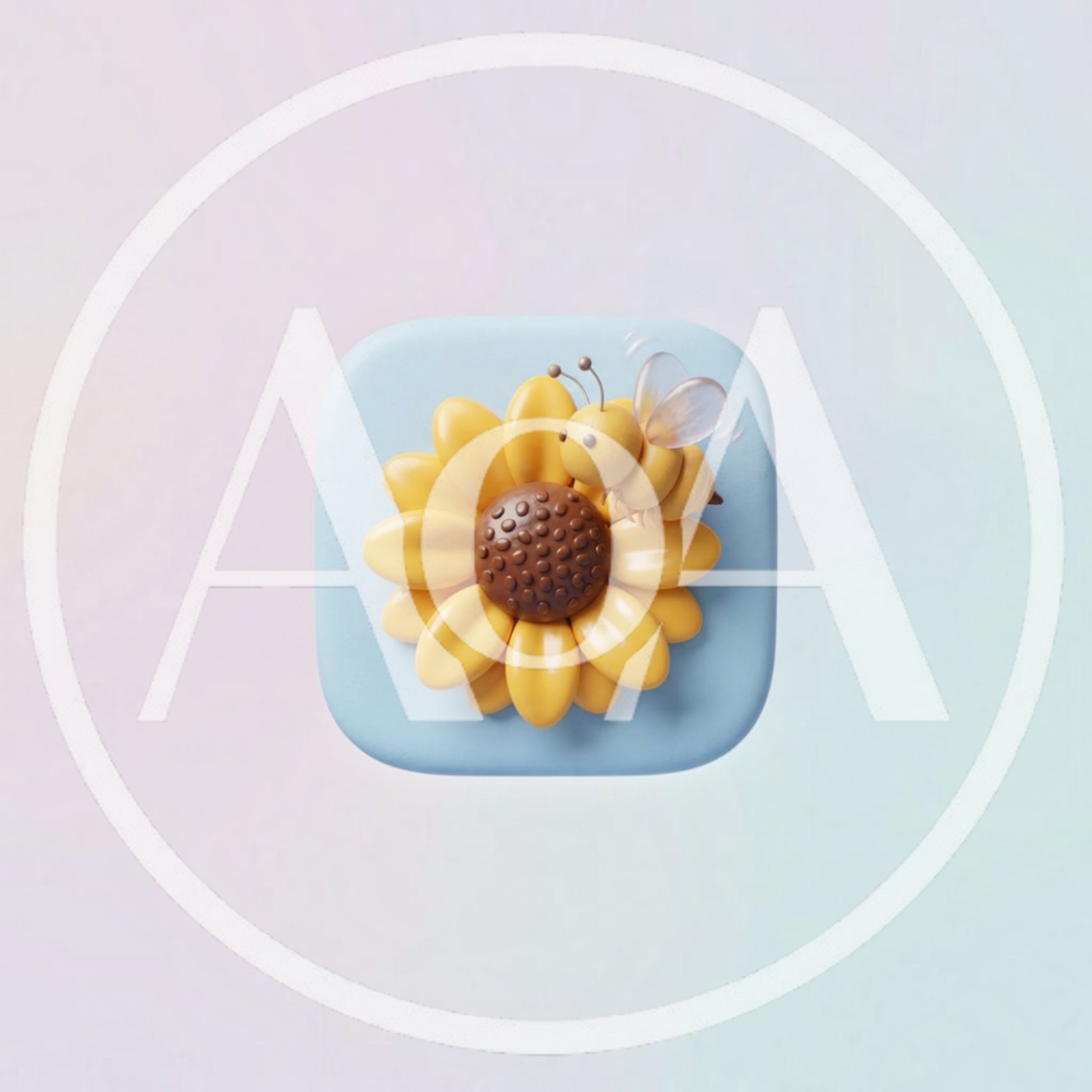 3D Rendered Sunflower Icon With A Cute Bee
