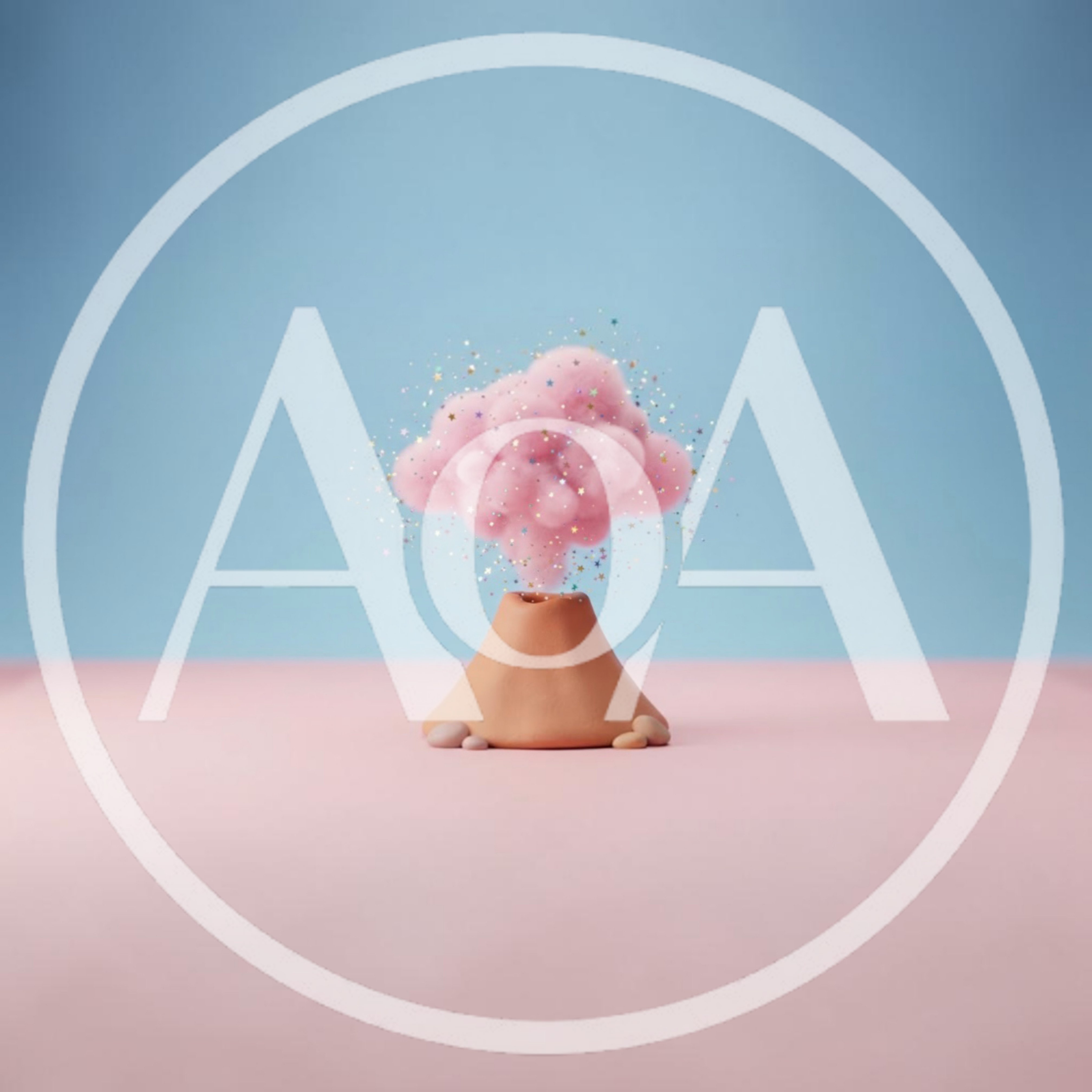 Miniature Clay Volcano Erupting Pink Glittery Clouds