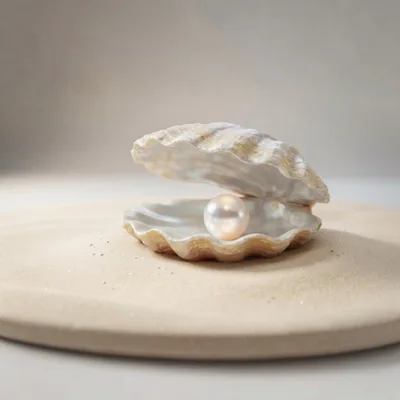 Lustrous Pearl Inside An Open Scallop Shell