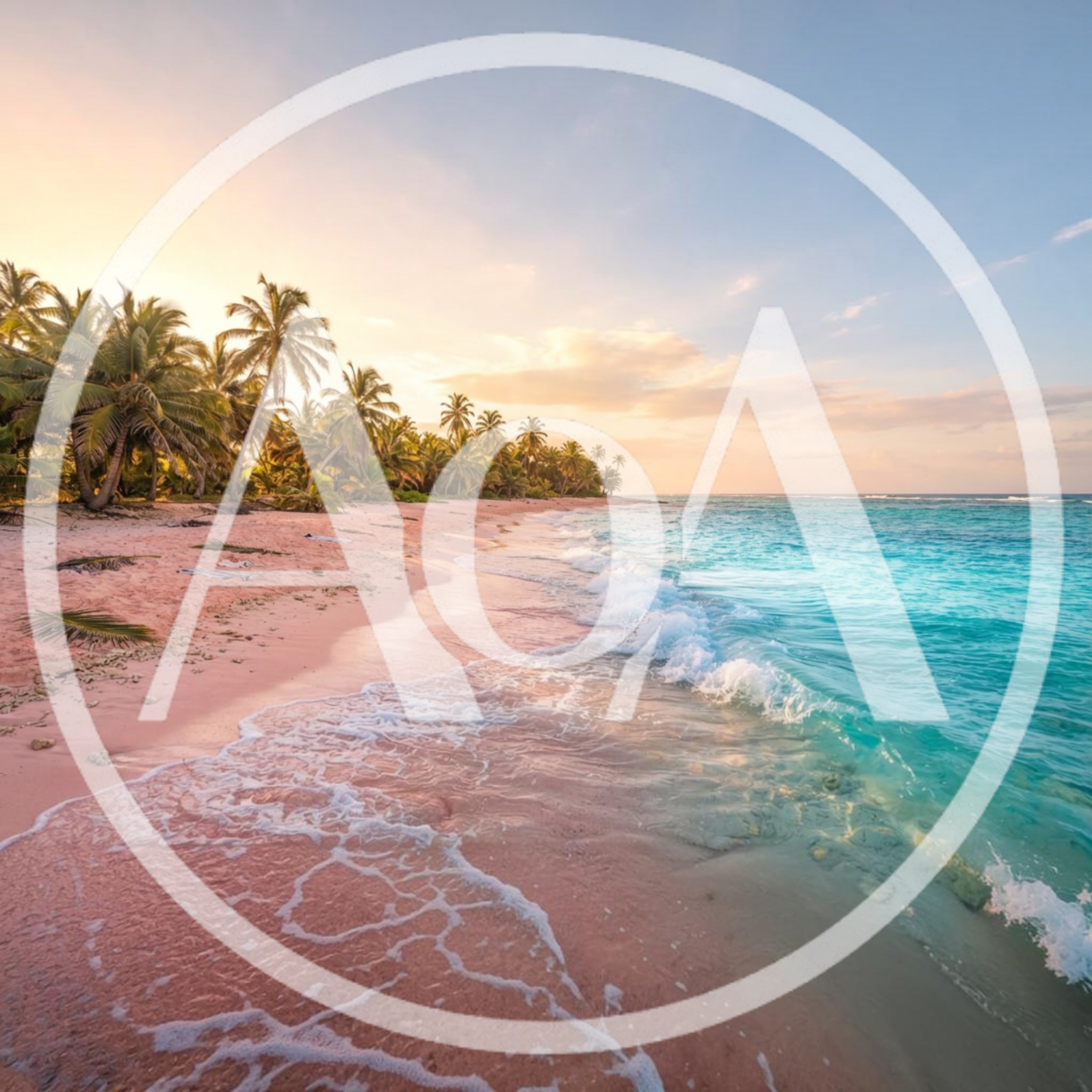 Tropical Pink Sand Beach At Sunset