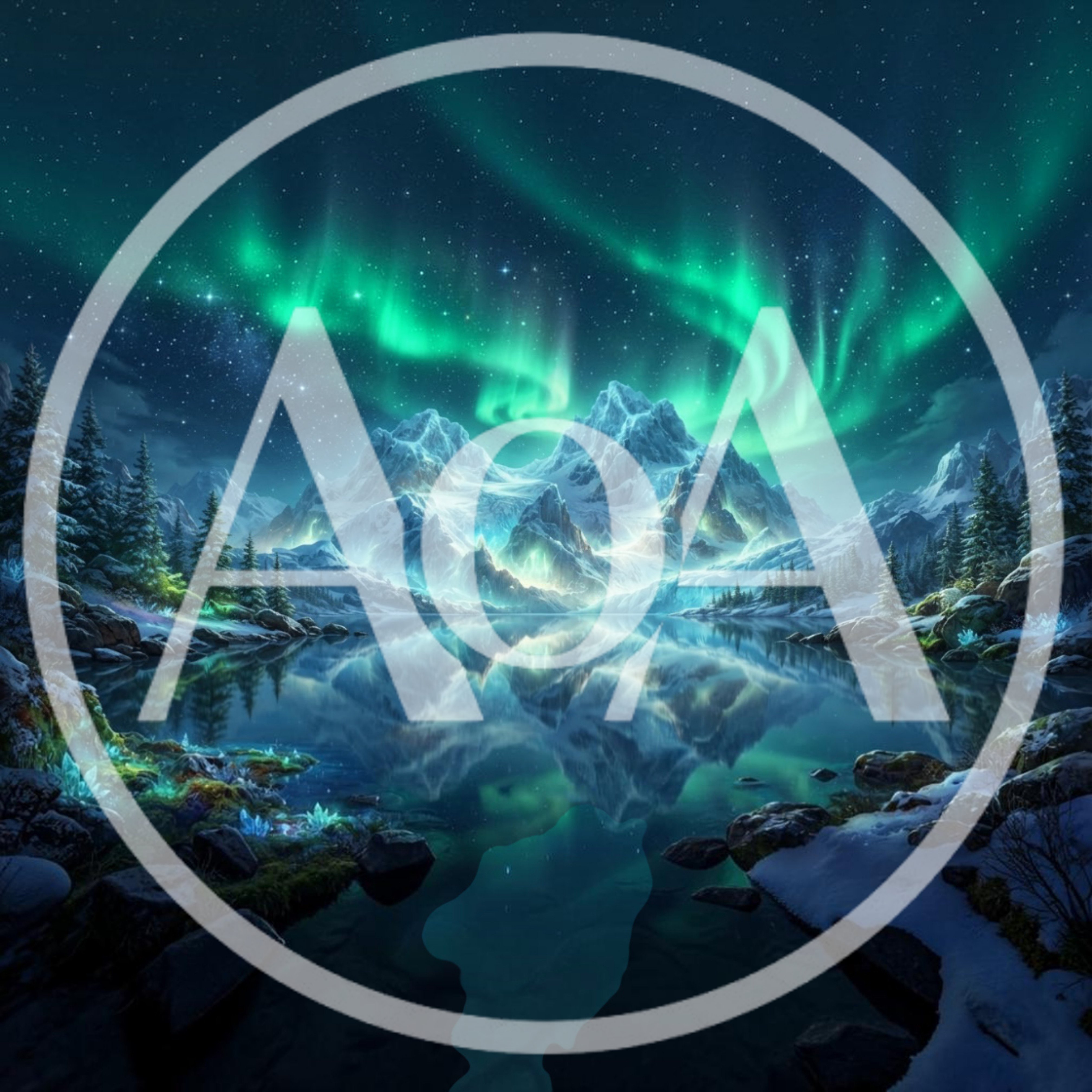 Majestic Snowy Mountains Under Vibrant Aurora Borealis