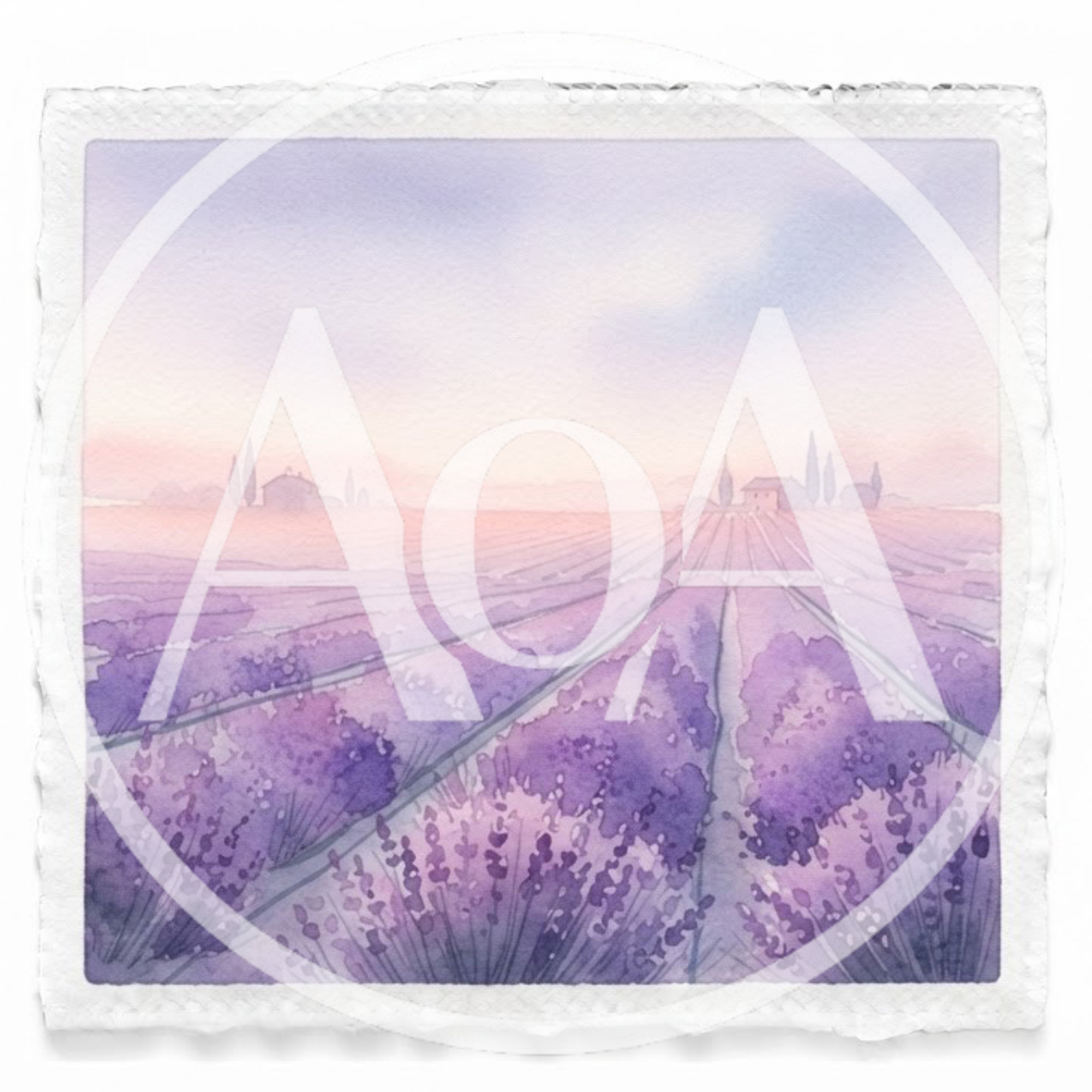 Watercolor Painting Of A Lavender Field In Provence