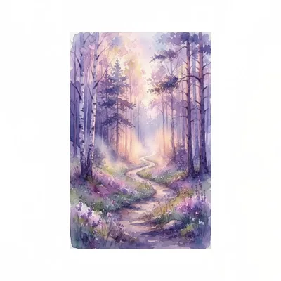 Watercolor Painting Of A Winding Forest Path