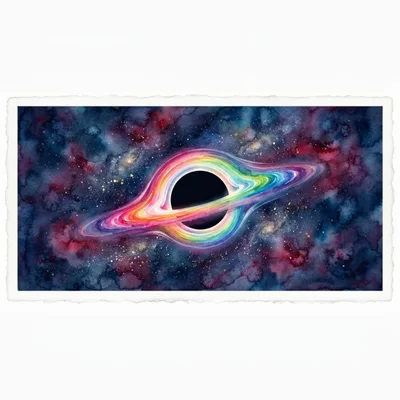 Watercolor Illustration Of A Rainbow Colored Black Hole