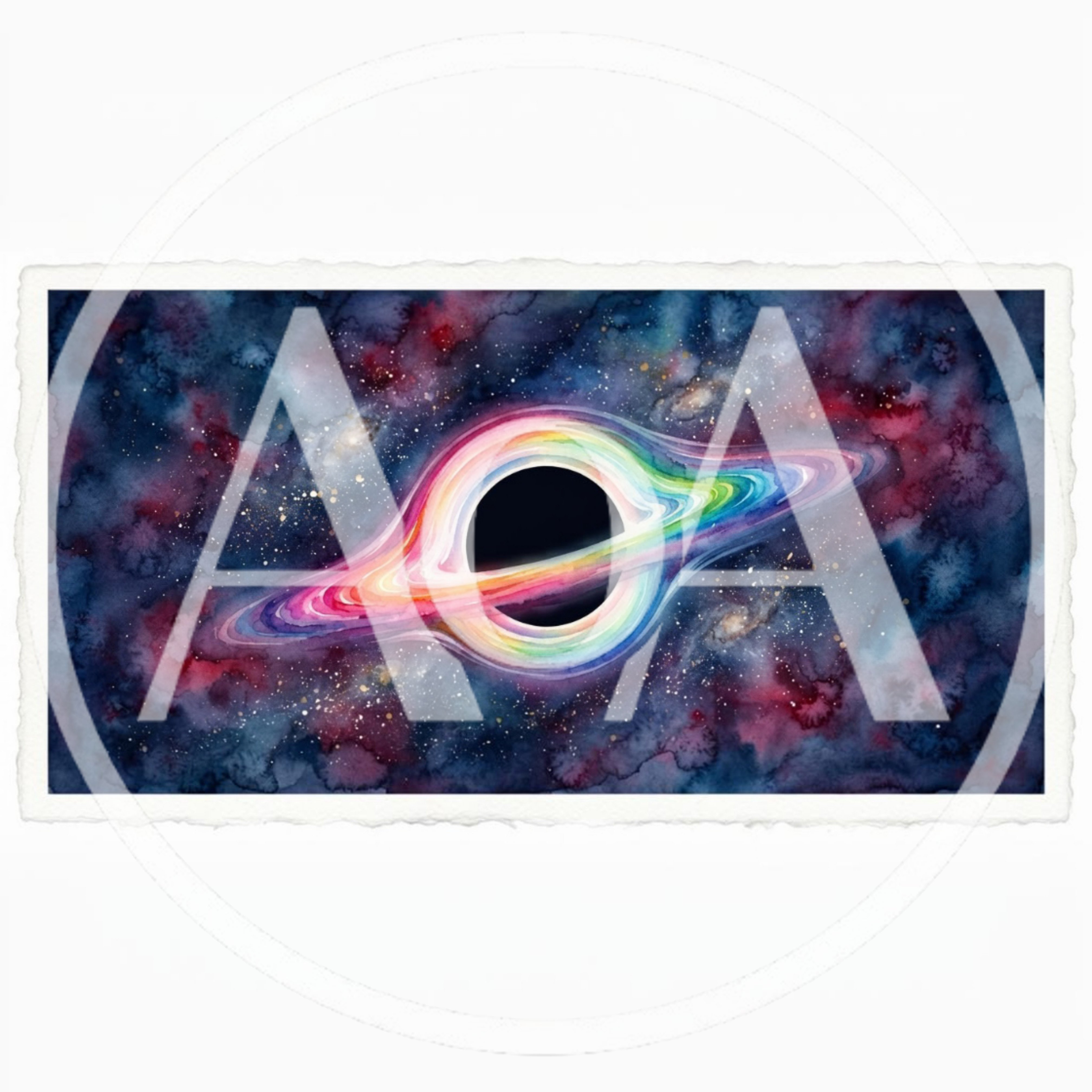 Watercolor Illustration Of A Rainbow Colored Black Hole
