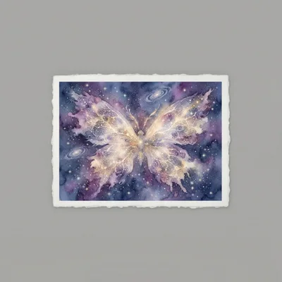 Cosmic Butterfly Illustration With Nebula And Galaxy Background