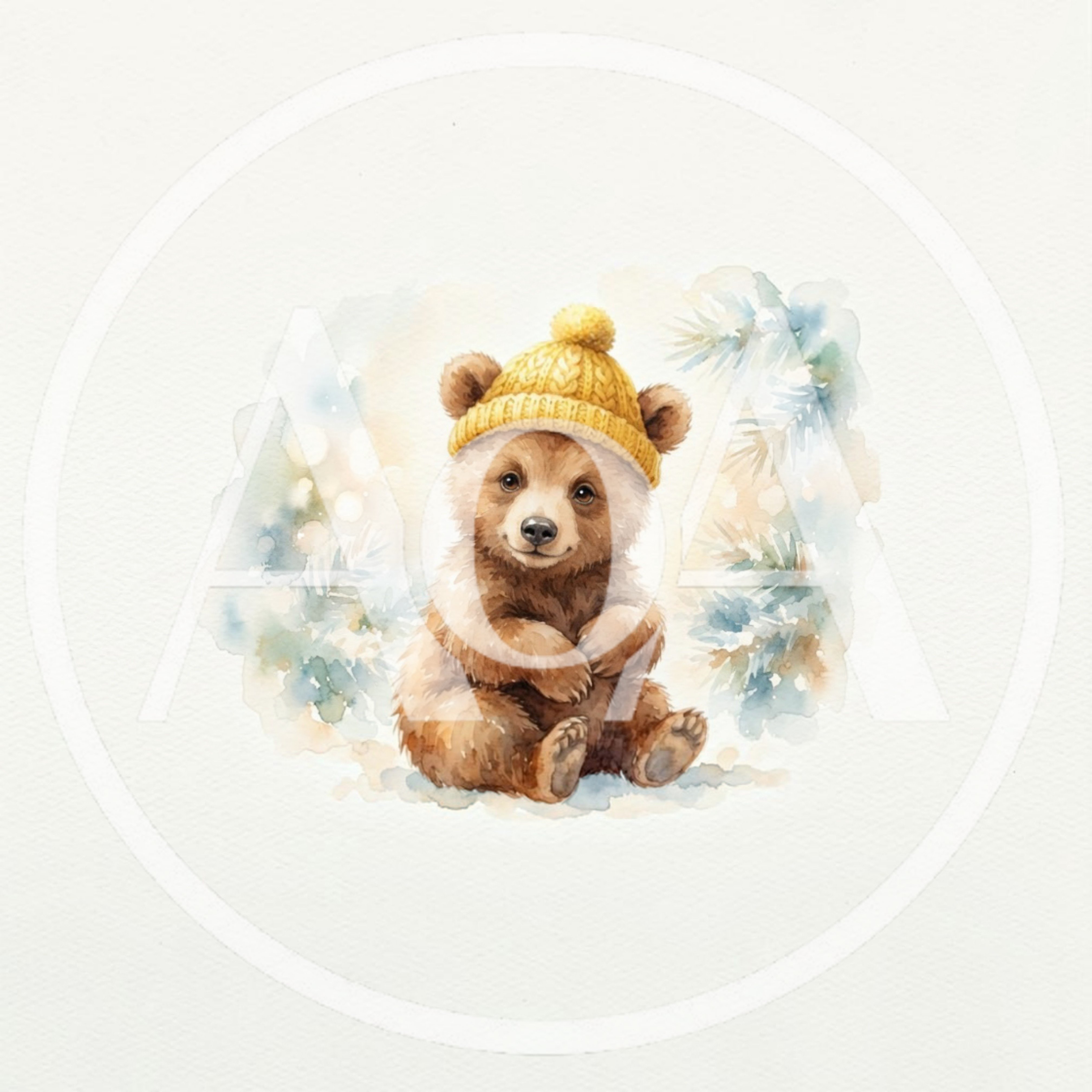 Watercolor Illustration Of A Cute Baby Bear