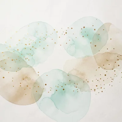 Abstract Watercolor Circles With Gold Foil Accents