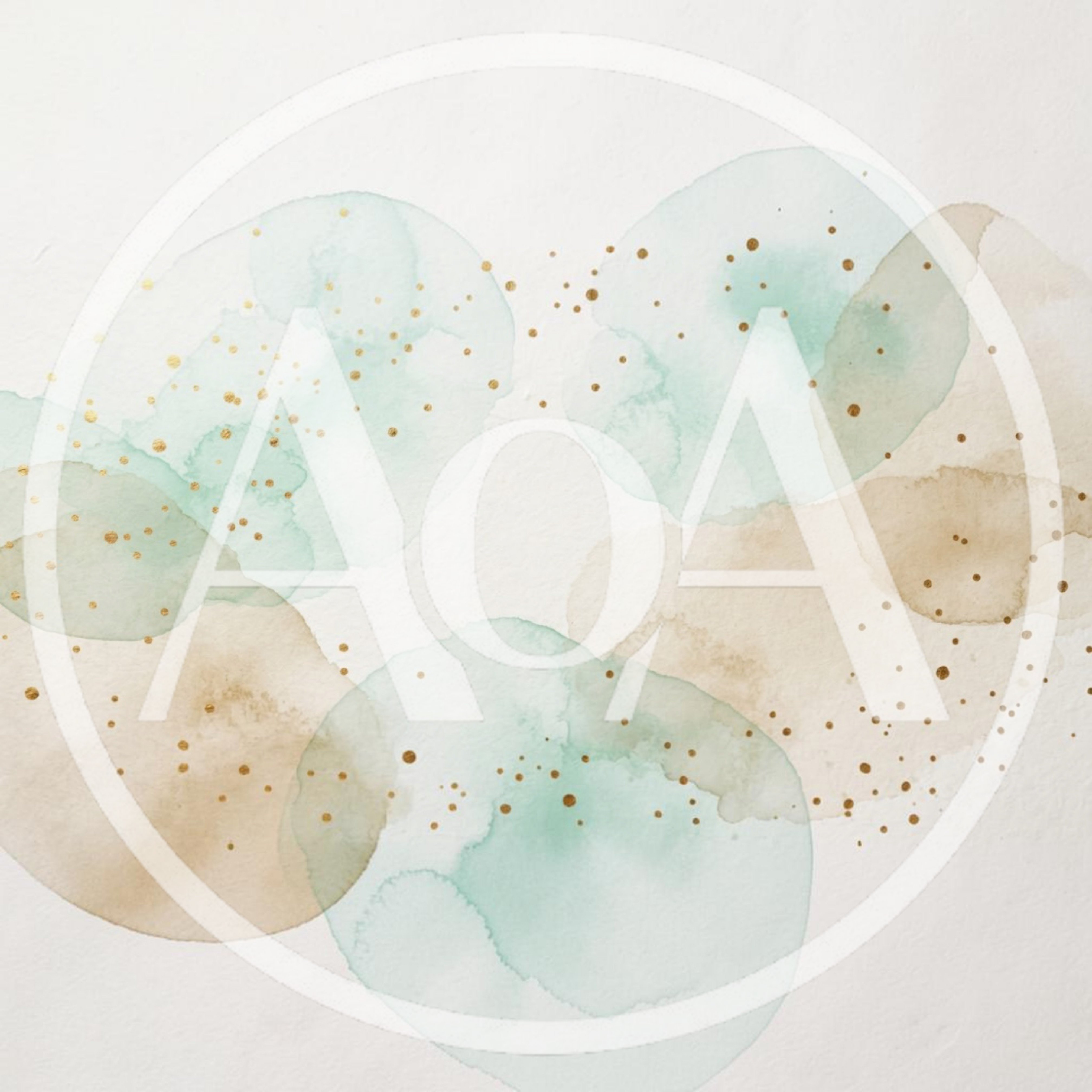 Abstract Watercolor Circles With Gold Foil Accents