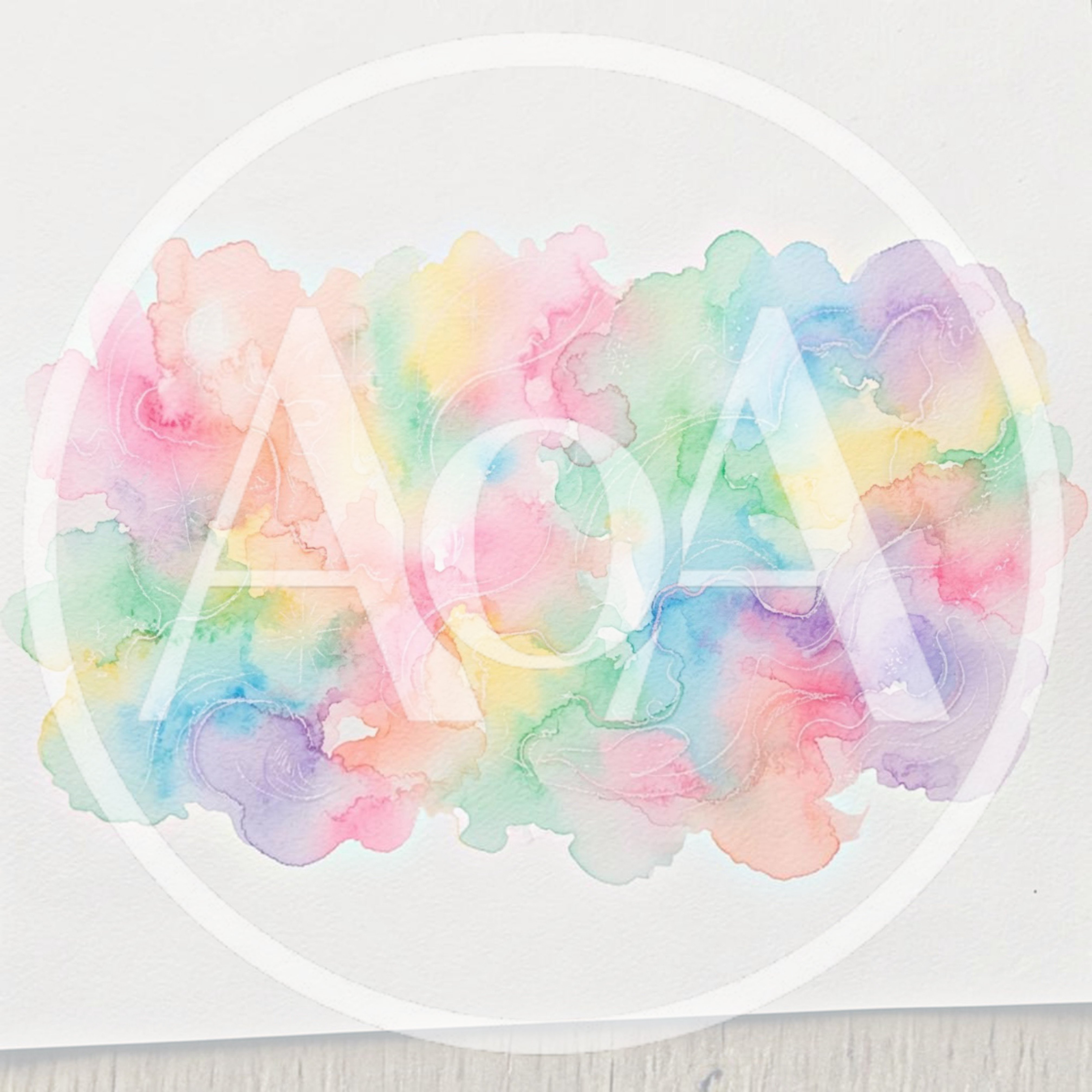 Pastel Watercolor Abstract Background With Delicate Line Art