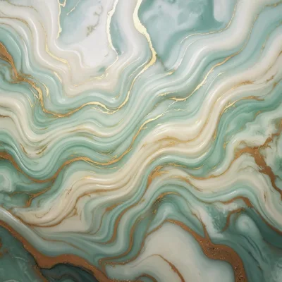 Abstract Green And White Marble Texture With Gold Veins