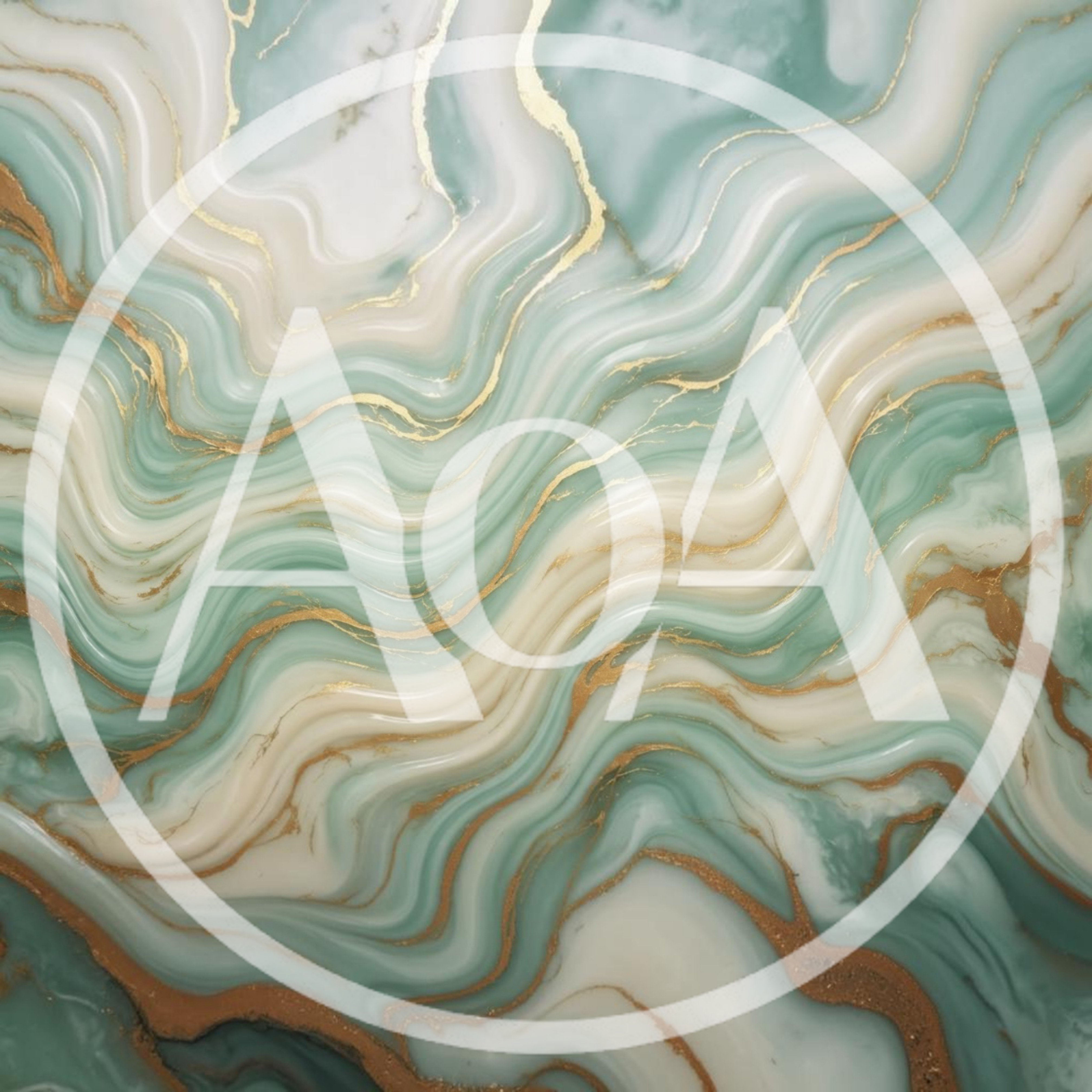 Abstract Green And White Marble Texture With Gold Veins