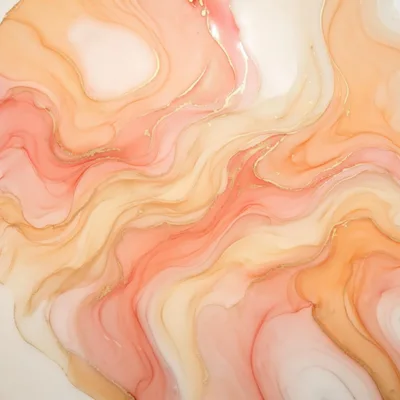 Abstract Alcohol Ink Background With Peach And Gold Swirls