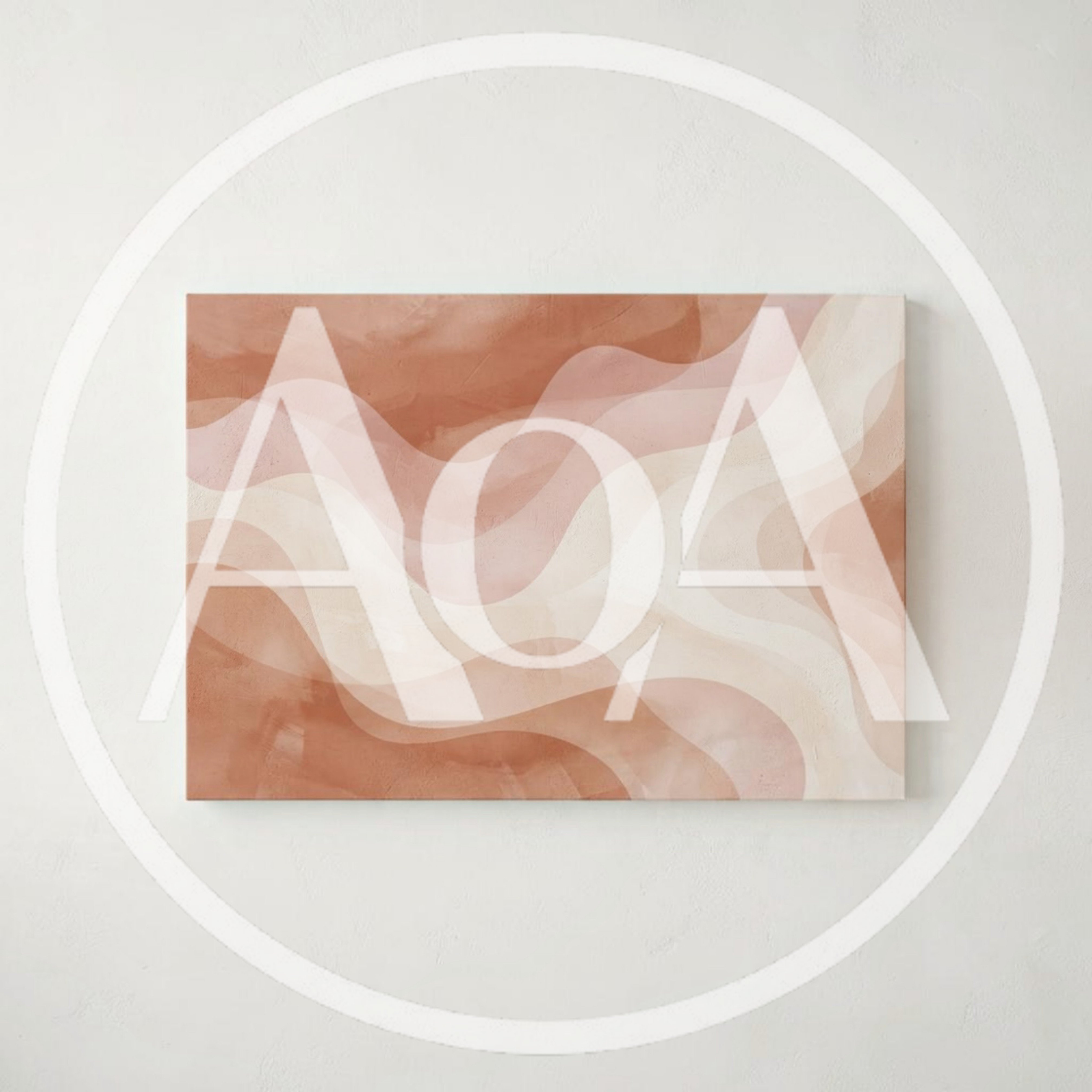 Abstract Watercolor Painting With Wavy Terracotta Layers