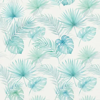 Watercolor Tropical Palm Leaf Seamless Pattern
