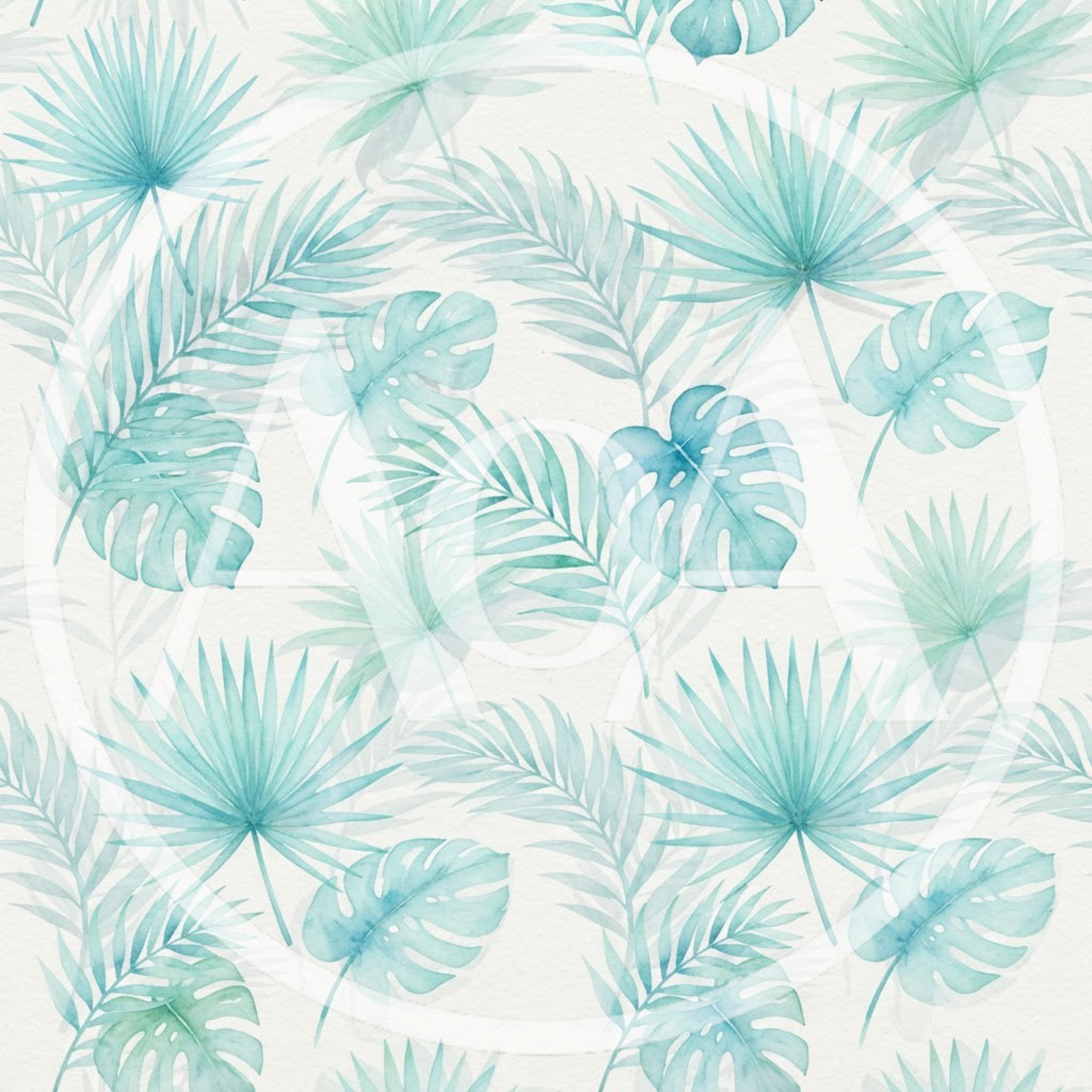 Watercolor Tropical Palm Leaf Seamless Pattern